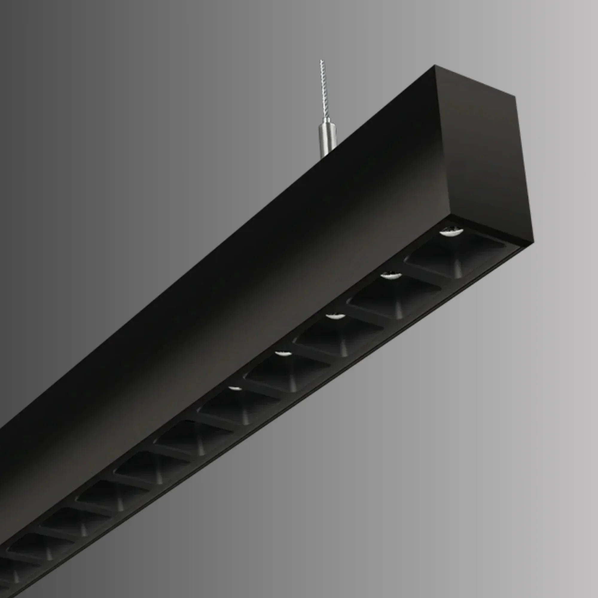 LED Strip Light Fixture, 20W, 2920 Lumens, 30K/35K/40K, 120-277V, Black, Louvers Lens