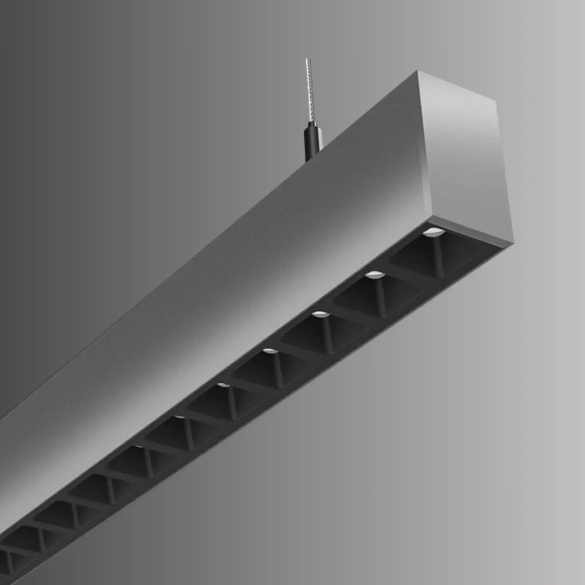 LED Strip Light Fixture, 20W, 2920 Lumens, 30K/35K/40K, 120-277V, Silver, Louvers Lens