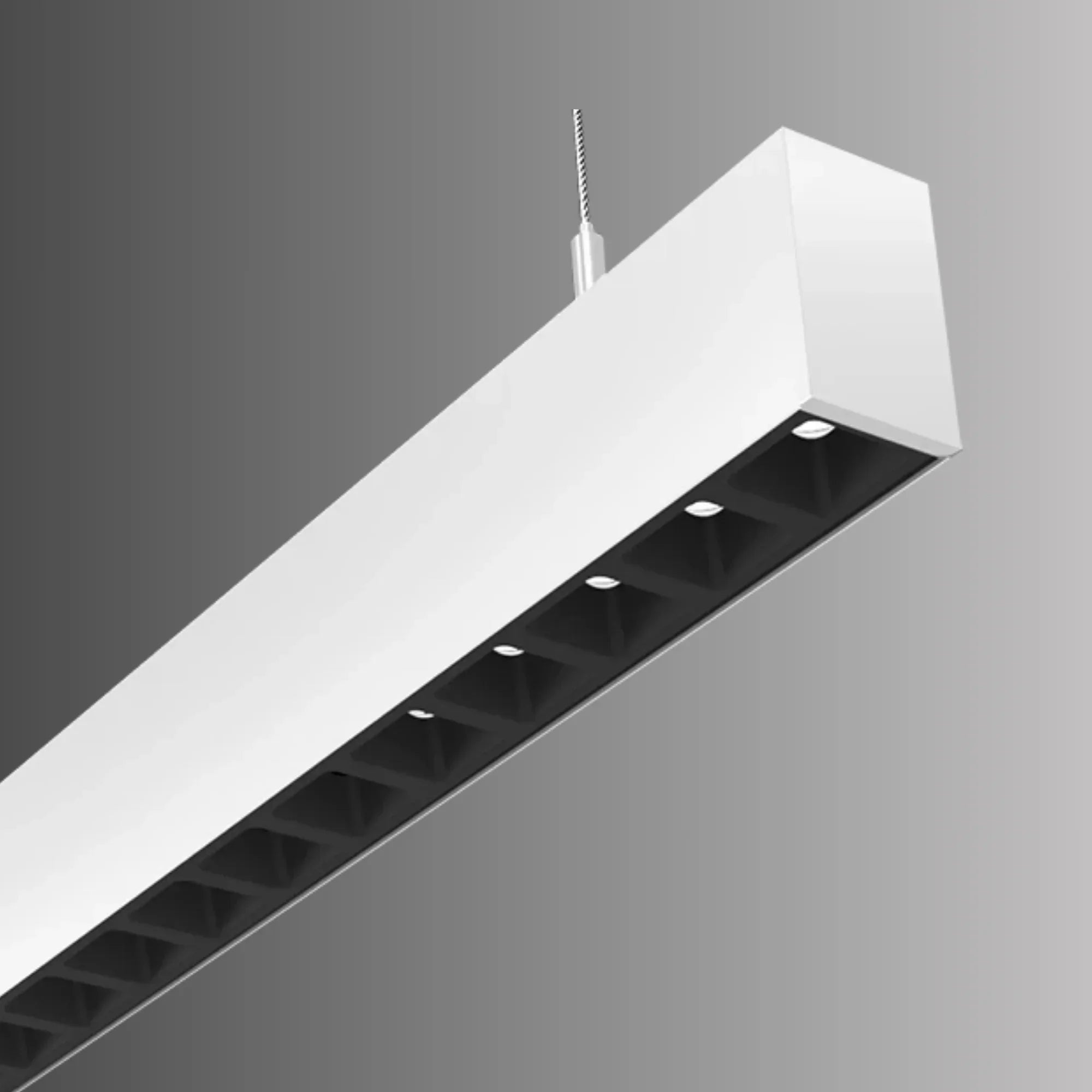 LED Strip Light Fixture, 20W, 2920 Lumens, 30K/35K/40K, 120-277V, White, Louvers Lens