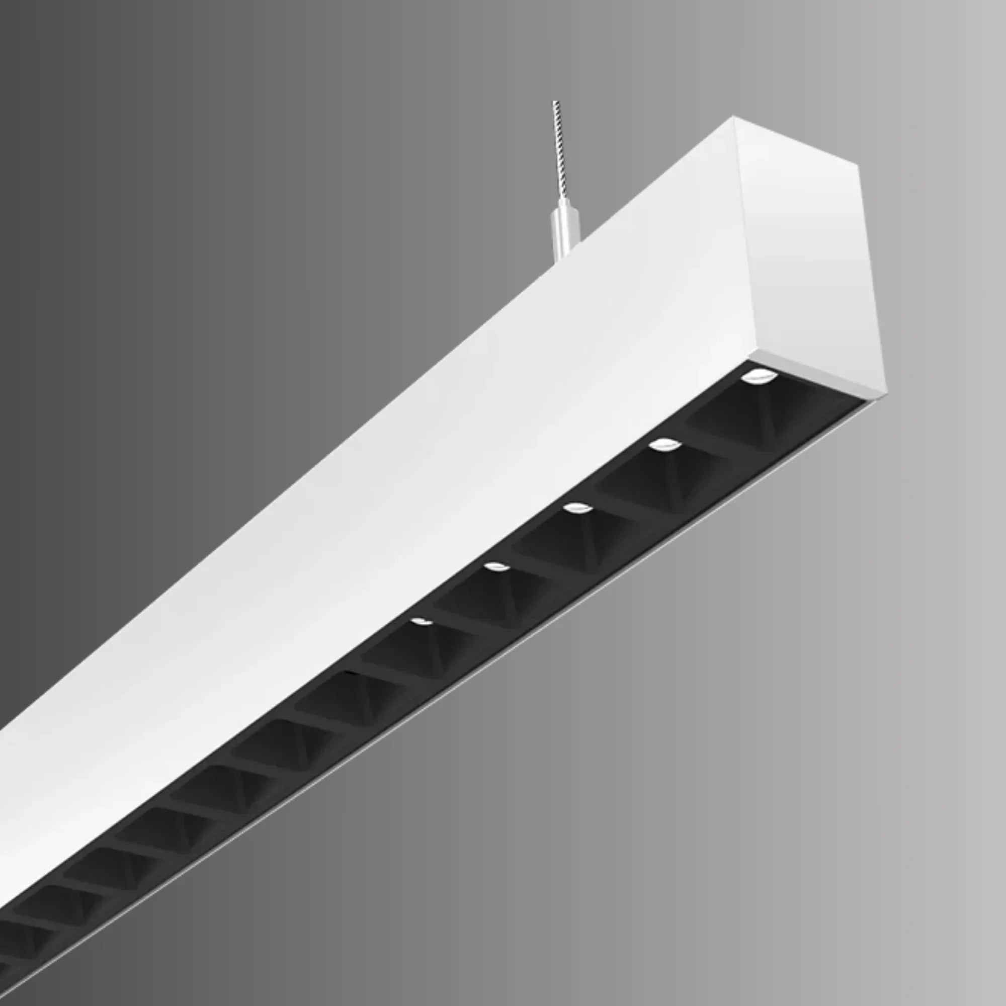 LED Strip Light Fixture, 40W, 5785 Lumens, 30K/35K/40K, 120-277V, White, Louvers Lens