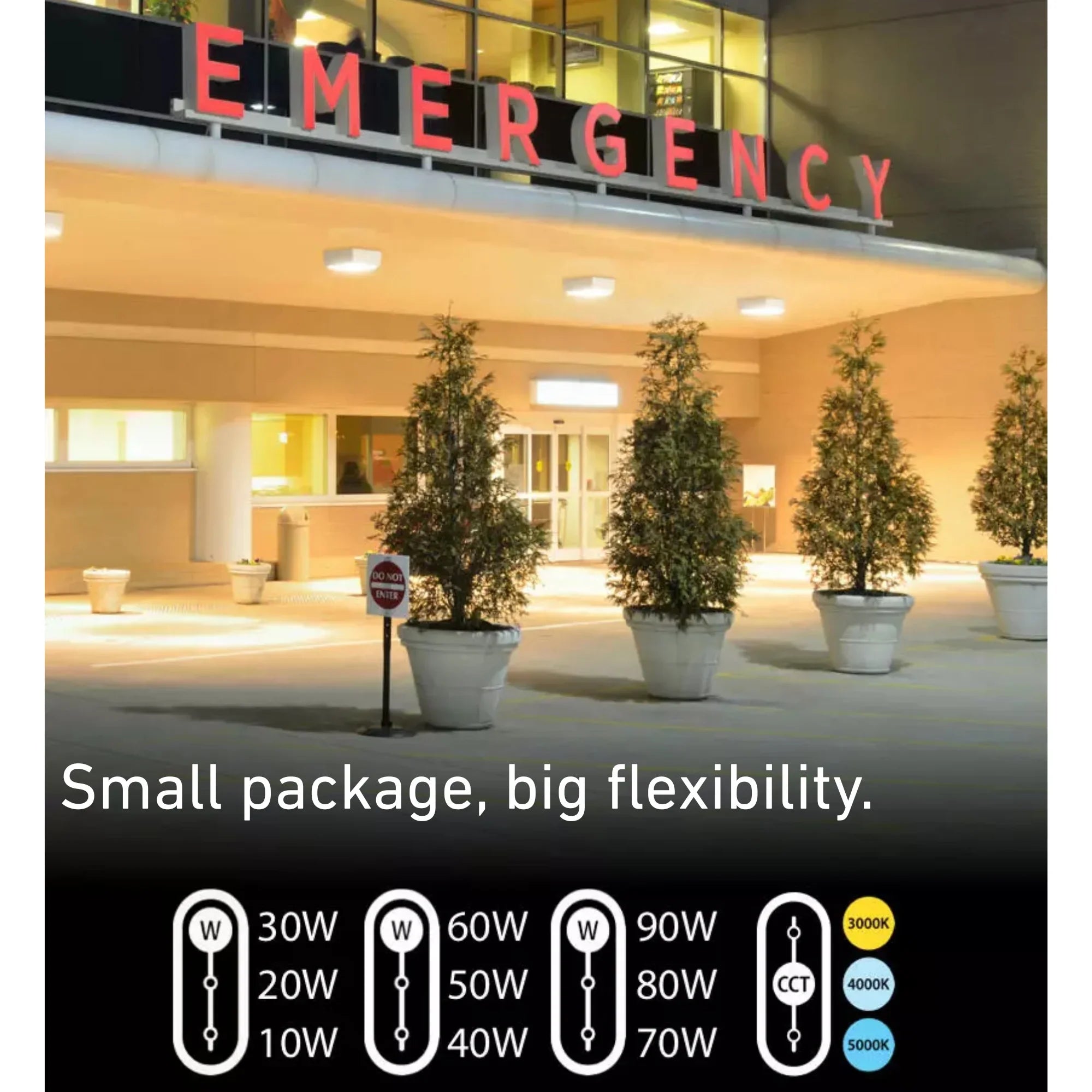 LED Canopy Light, 9200lm, 60W, 30K/40K/50K, 120-277V, Vandal Proof, White - Bees Lighting