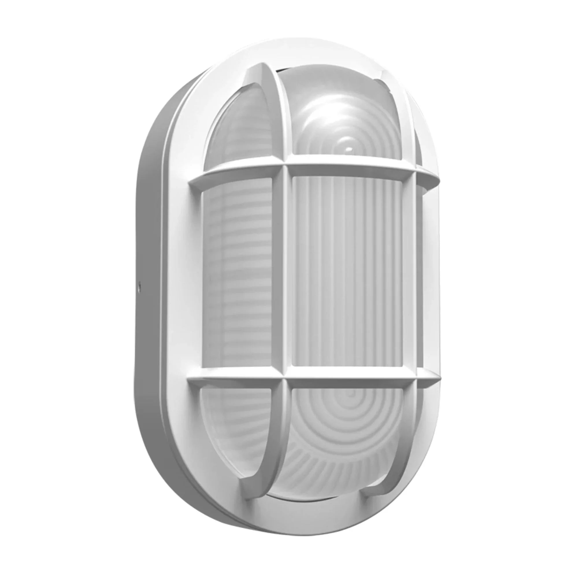 8" Oval Bulkhead Wall Sconce, 1000 Lm, 30K/40K/50K, White, 120-277V - Bees Lighting