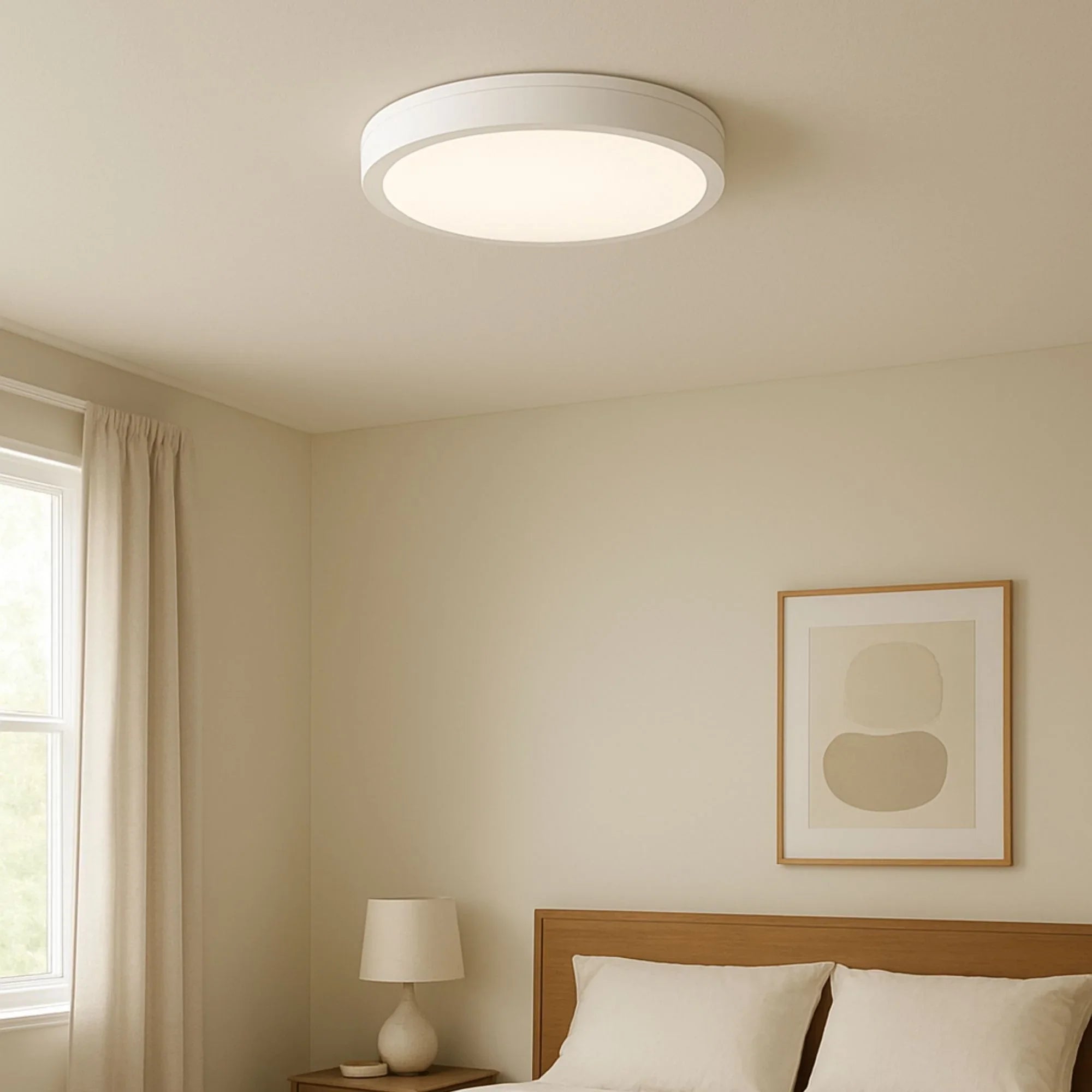 CRVFA 14" LED Surface Mount, 5CCT, White Finish, 120-277V, Triac Dim, Battery Backup