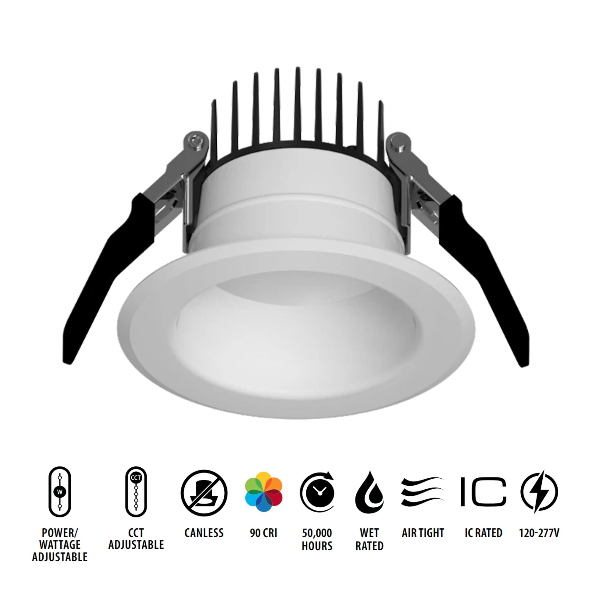 3" High-Output Commercial Downlight, 1500 Lm, 5-CCT, 120-277V, ELV/0-10V
