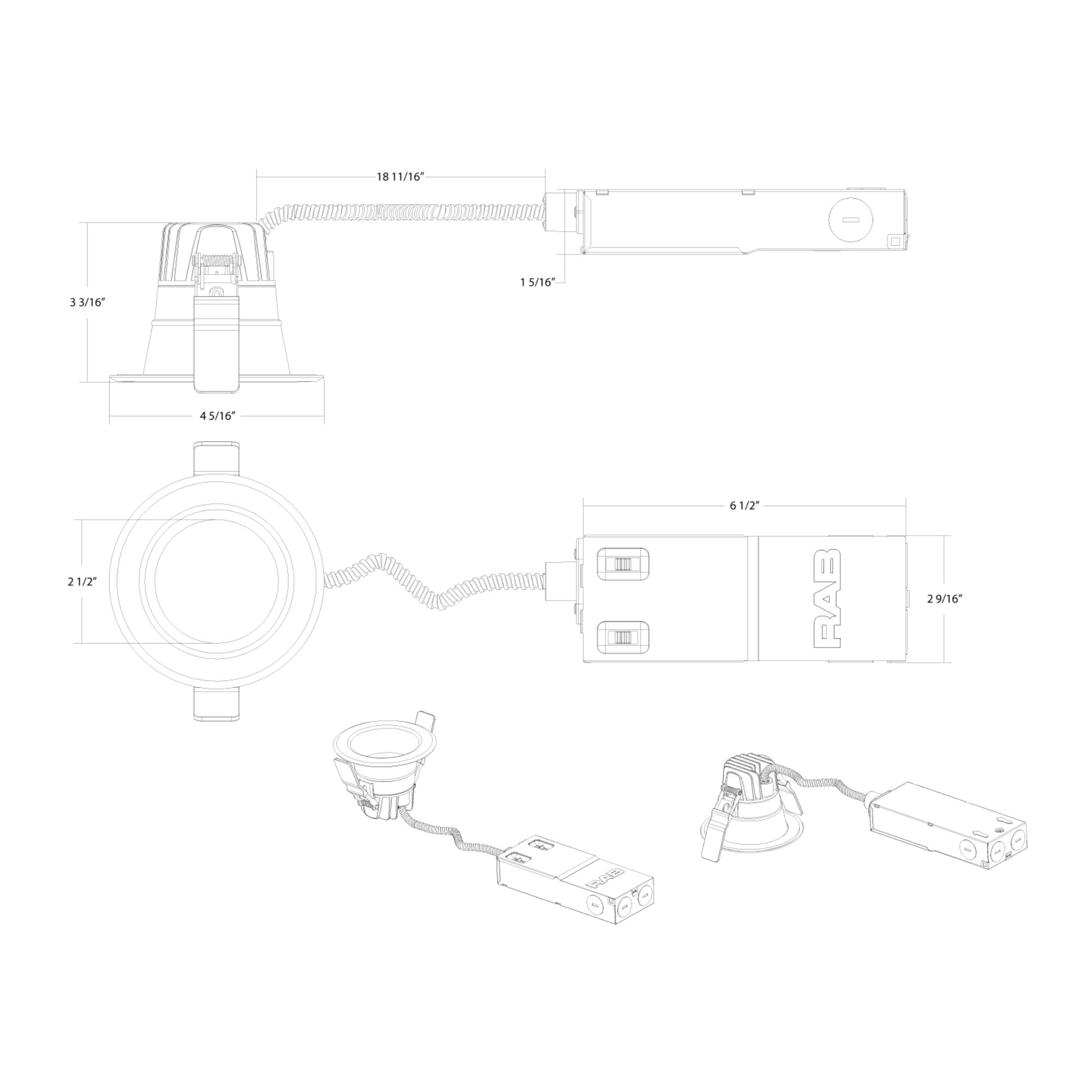 3" High-Output Commercial Downlight, 1500 Lm, 5-CCT, 120-277V, ELV/0-10V