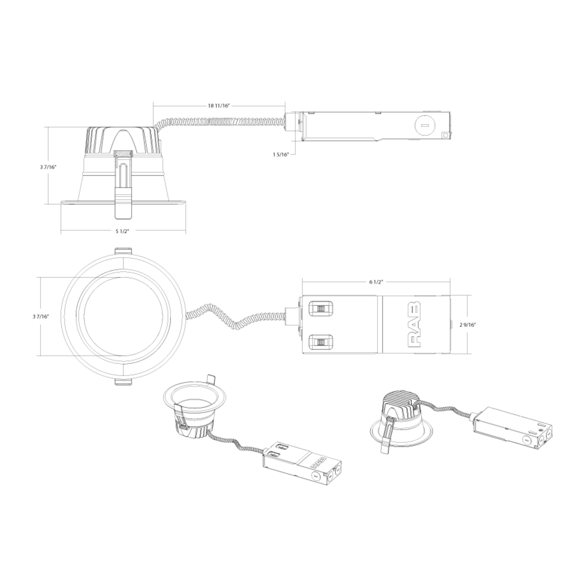 4" High-Output Commercial Downlight, 2000 Lm, 5-CCT, 120-277V, ELV/0-10V