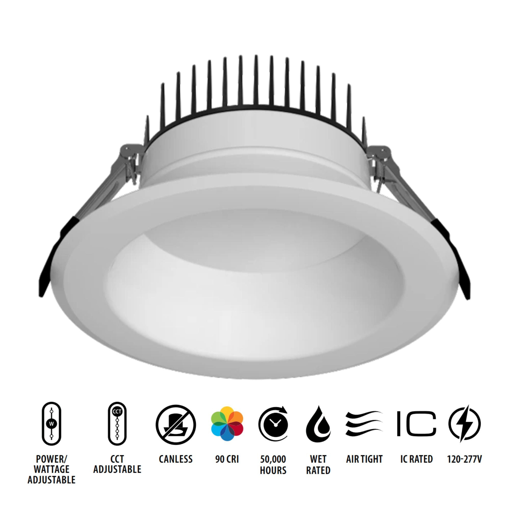 6" High-Output Commercial Downlight, 5000 Lm, 5-CCT, 120-277V, 0-10V