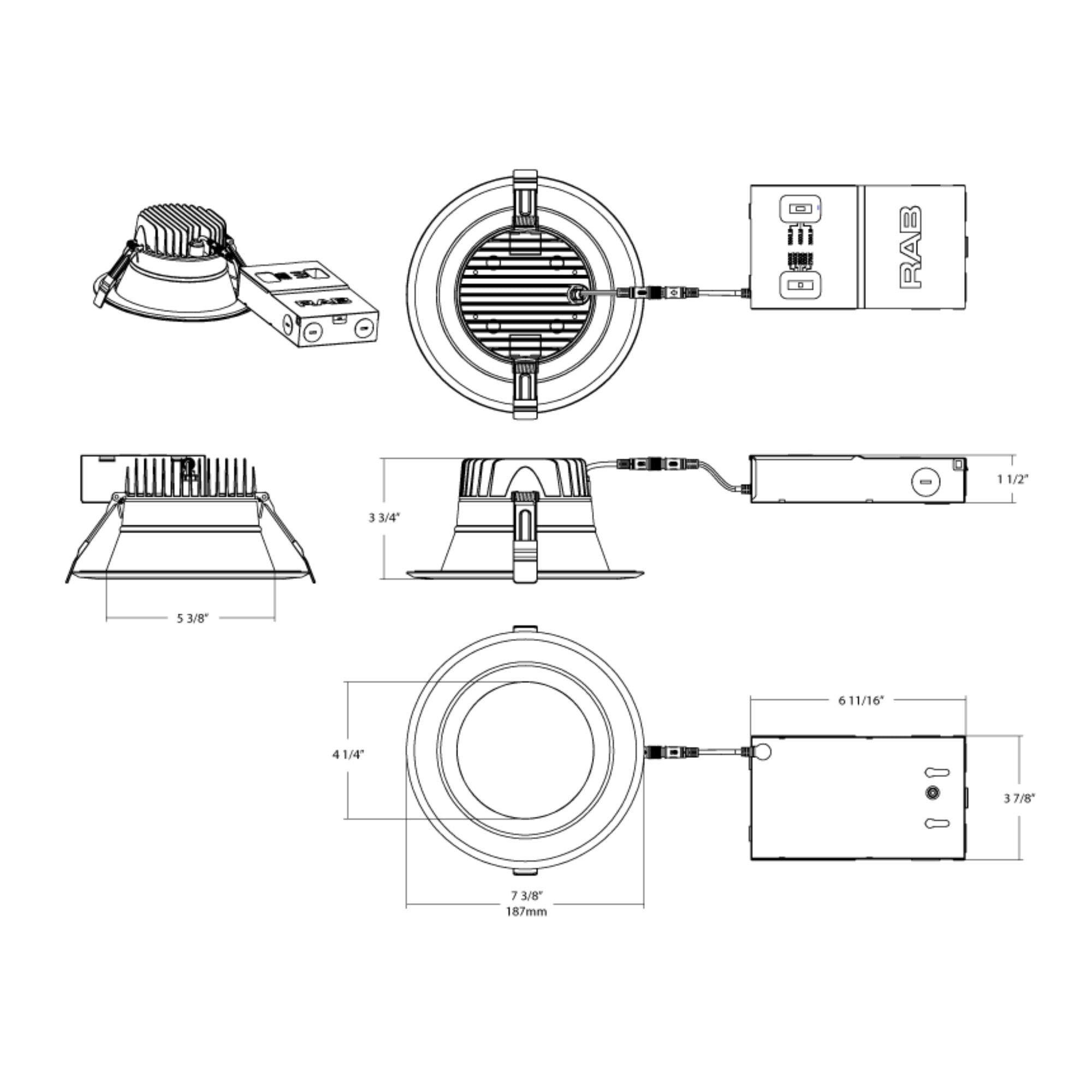 6" High-Output Commercial Downlight, 5000 Lm, 5-CCT, 120-277V, 0-10V