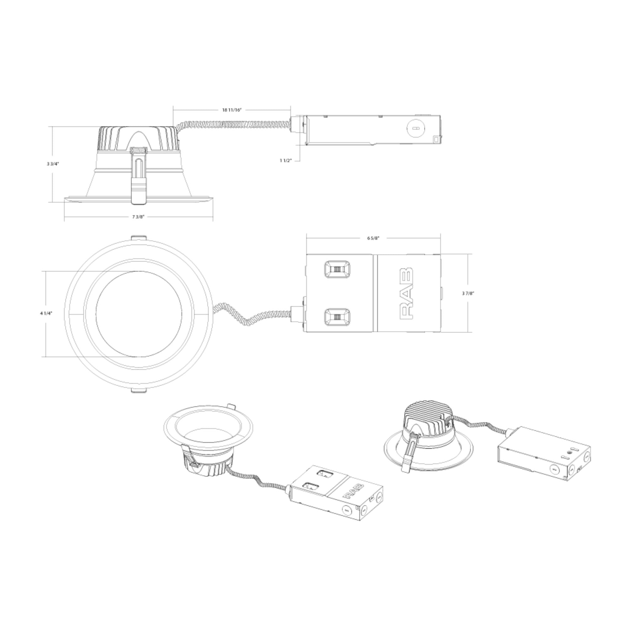 6" High-Output Commercial Downlight, 5000 Lm, 5-CCT, 120-277V, ELV/0-10V