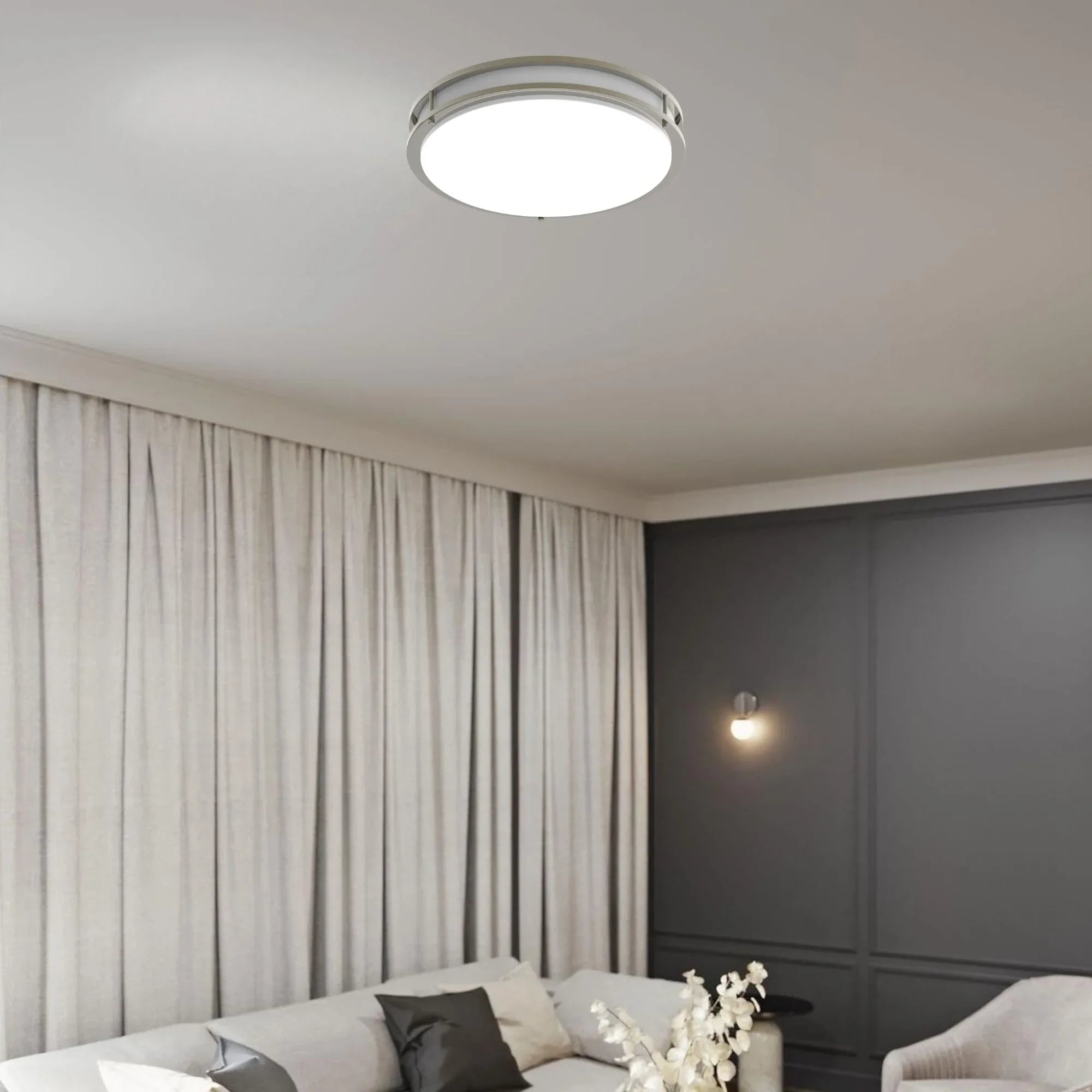 CURV 18" LED Flush Mount, 5CCT Brushed Nickel Finish