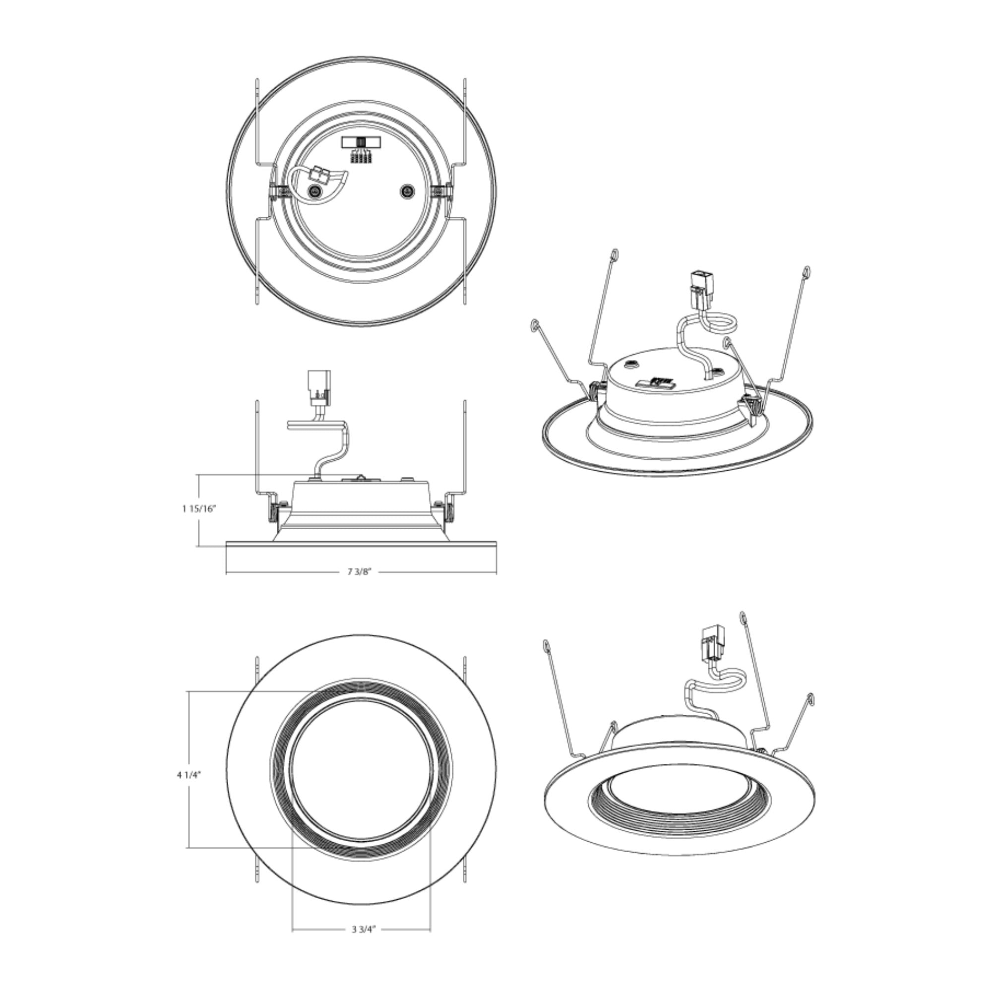 6" Retrofit Downlight with Nightlight, 960 Lm, 5-CCT, White Baffle Trim