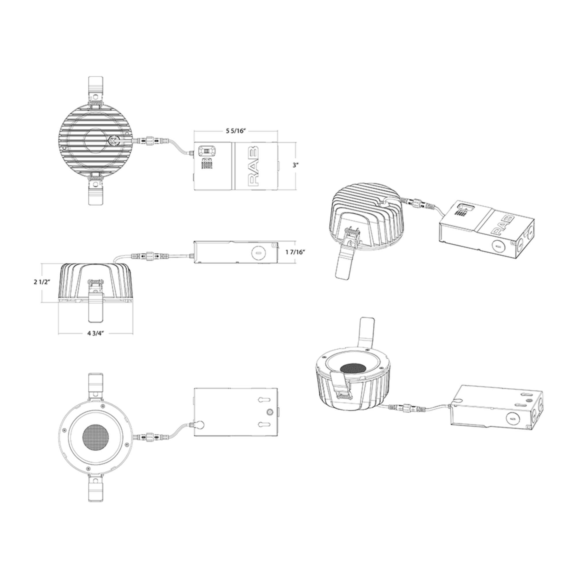 6" HALED Canless Recessed Downlight, 1800 Lumens, Selectable CCT