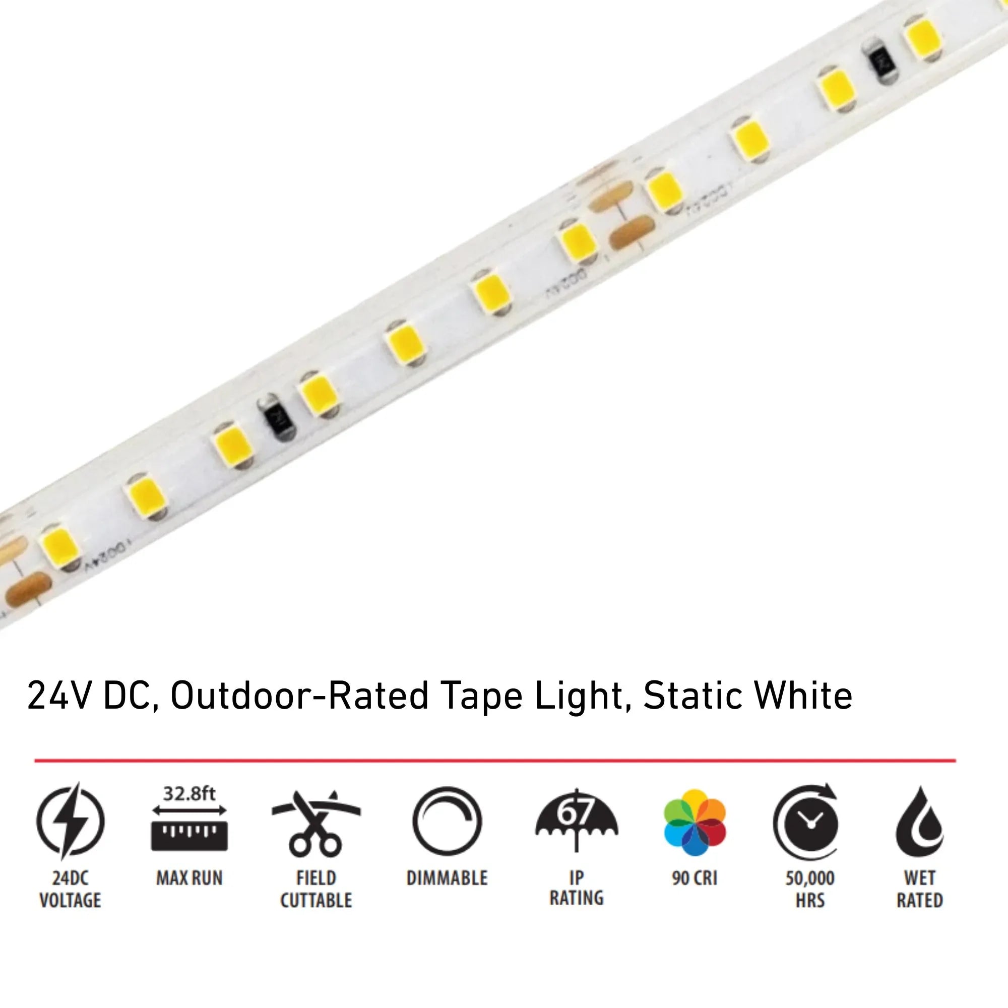 FLEXTAPE Wet Location LED Tape Light, 32.8Ft Reel, 4000K, 275Lm/Ft, 24V, IP67 Rated - Bees Lighting