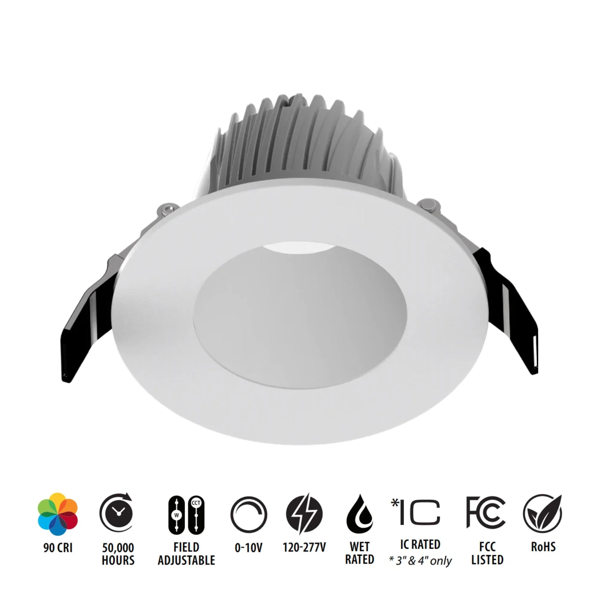 3" Deep Regress Commercial Downlight, 600 Lm, 4-CCT, Matte Silver Finish - Bees Lighting