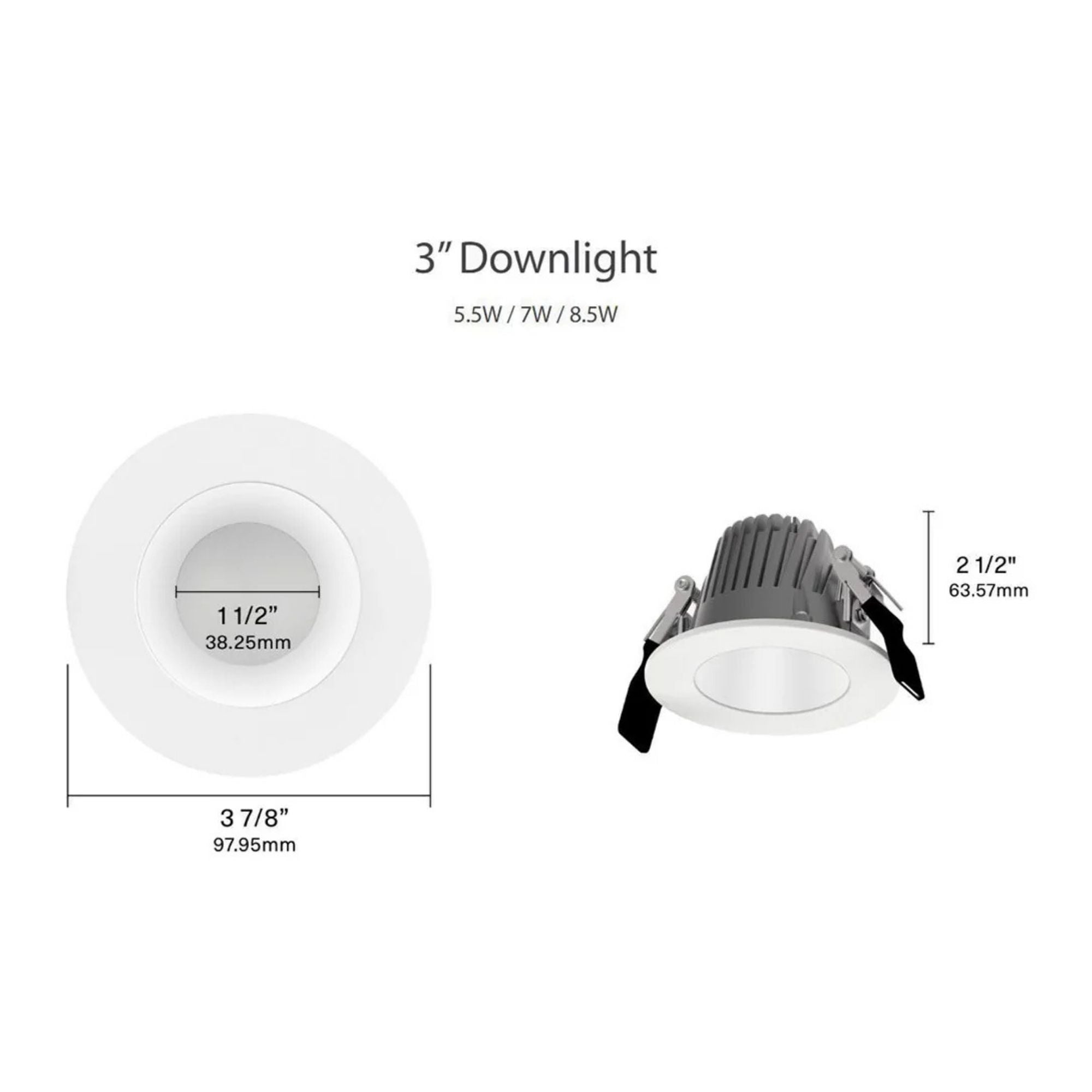 3" Deep Regress Commercial Downlight, 600 Lm, 4-CCT, Matte Silver Finish