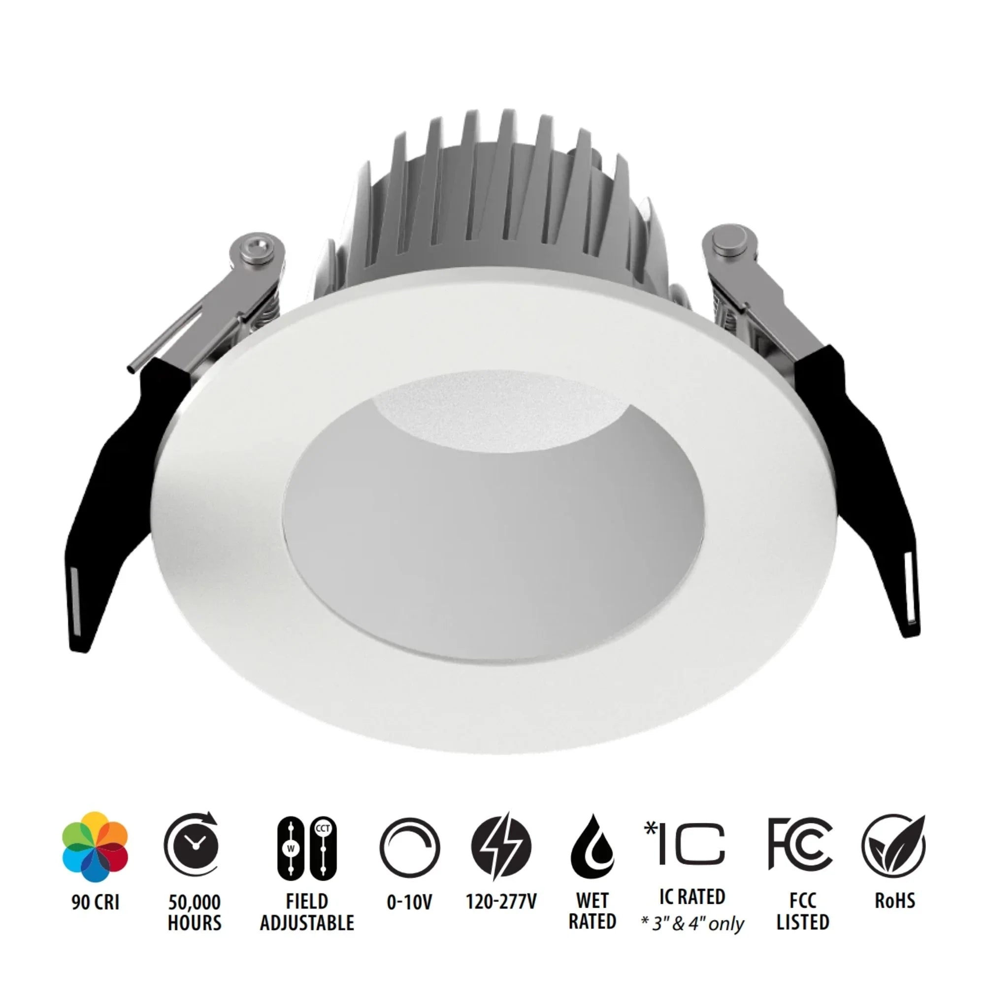 4" Deep Regress Commercial Downlight, 700 Lm, 4-CCT, Matte Silver Finish - Bees Lighting