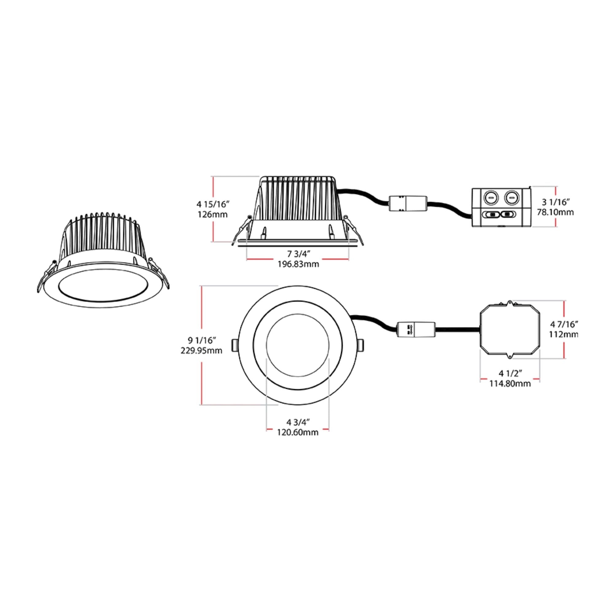 8" Deep Regress Commercial Downlight, 4000 Lm, 4-CCT, Matte Silver Finish