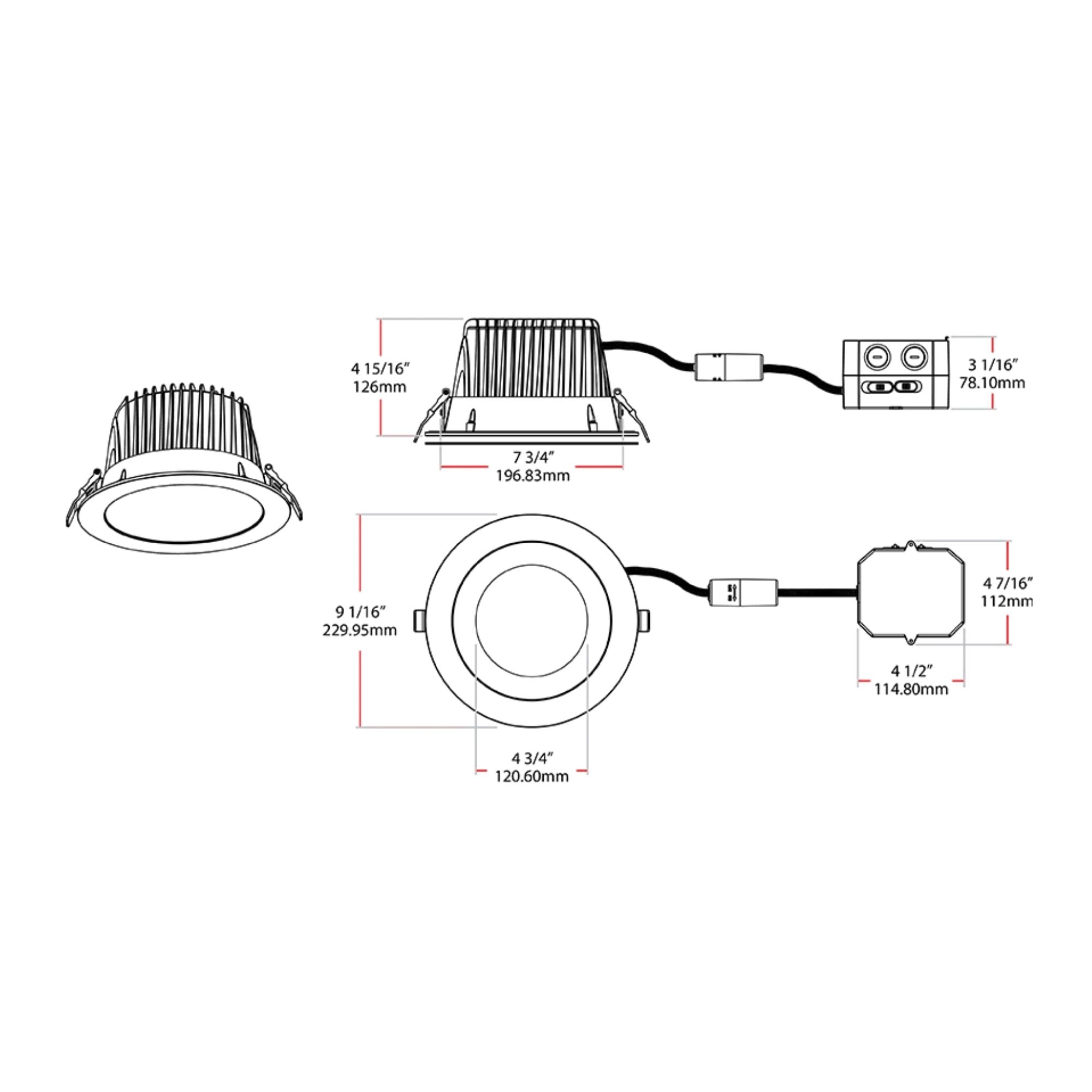8" Deep Regress Commercial Downlight, 5000 Lm, 4-CCT, White Finish