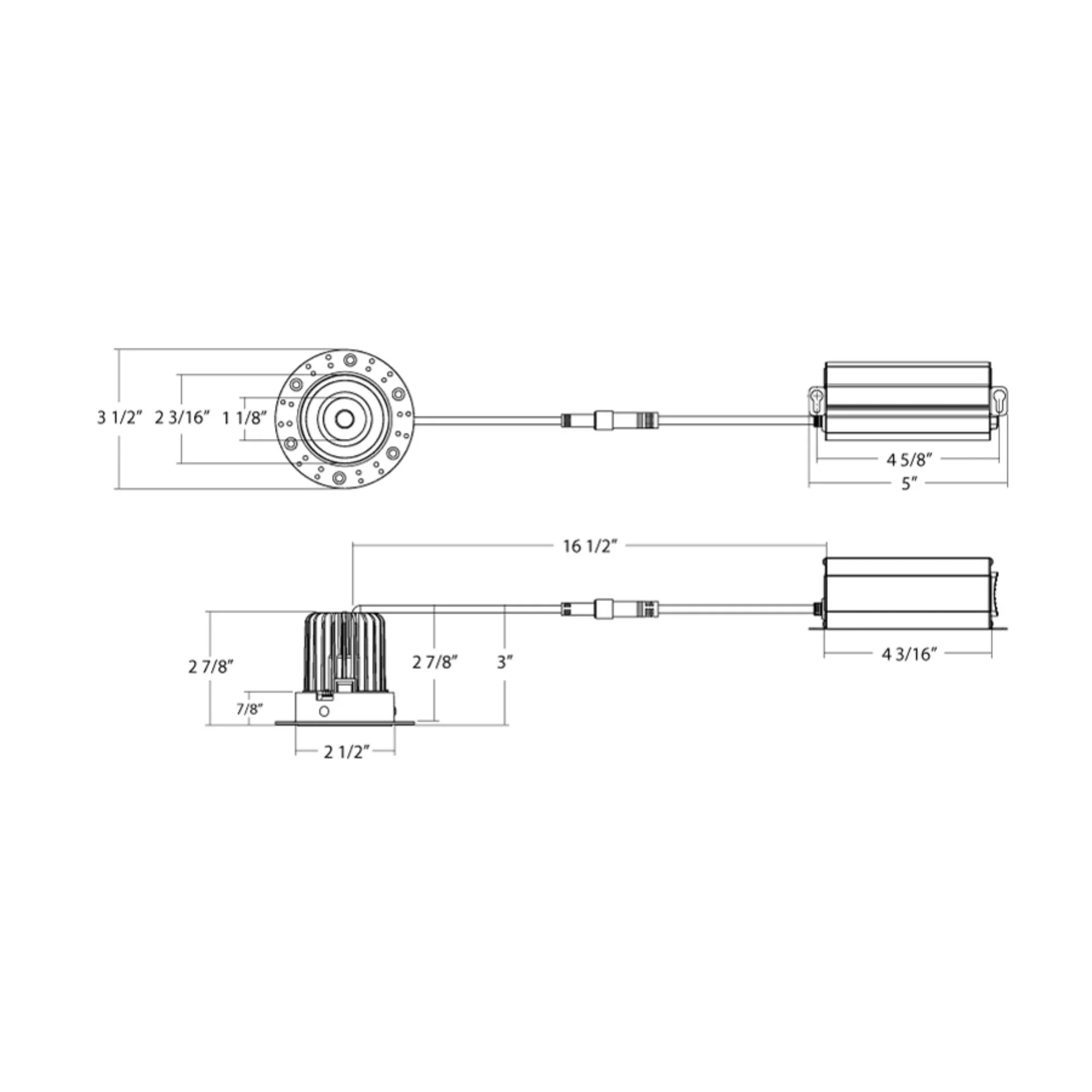 2" Trimless Recessed Downlight, 9W, 600 Lm, 5-CCT, White Round Regress Cone