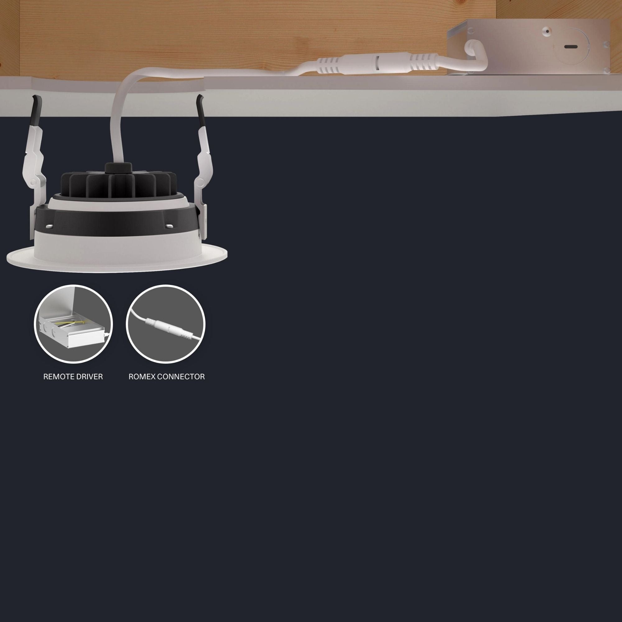 2" Canless Gimbal Downlight, 400 Lm, 5-CCT, 38° Spot, White Smooth Trim