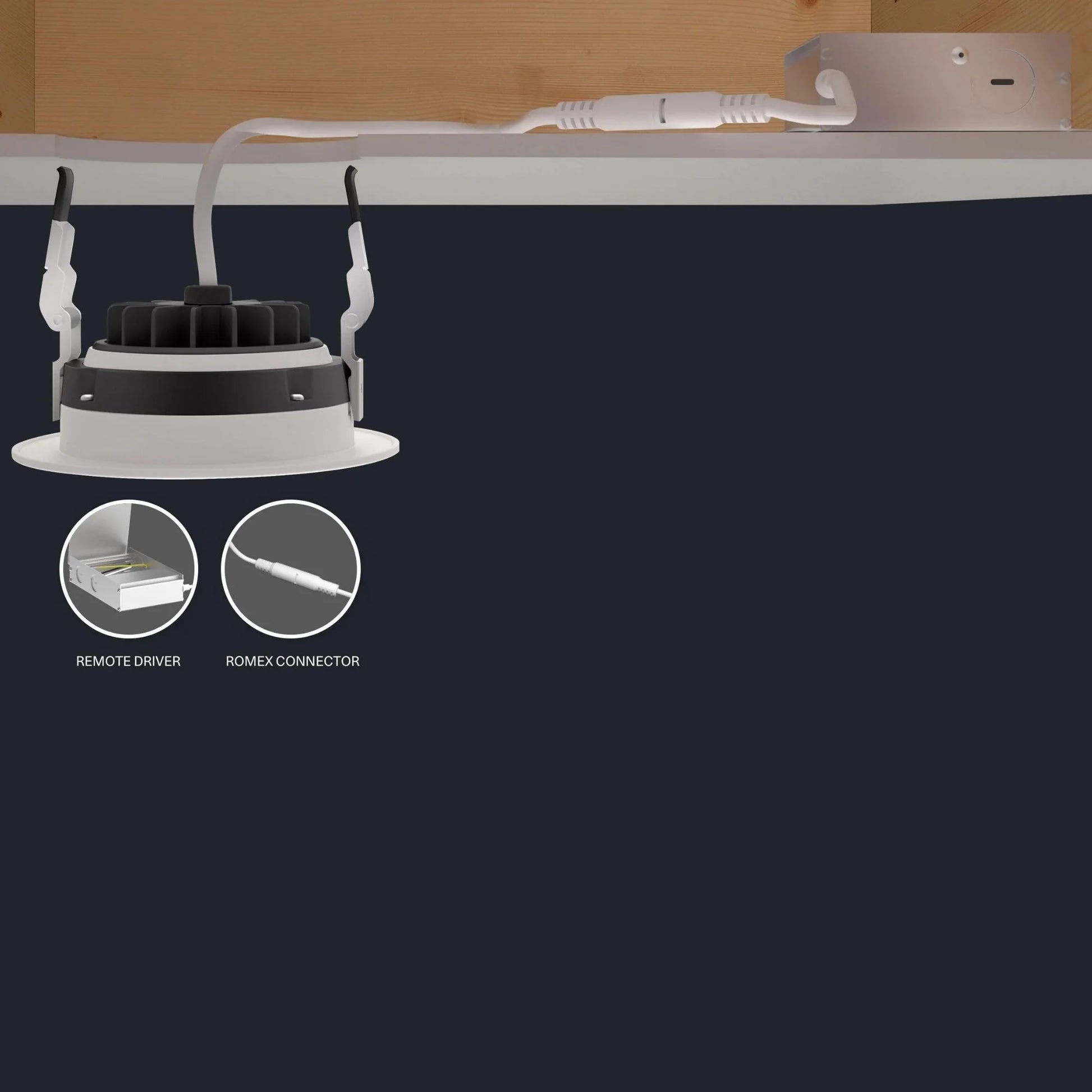 2" Canless Gimbal Downlight, 400 Lm, 5-CCT, 20° Spot, White Deep Regress Trim - Bees Lighting