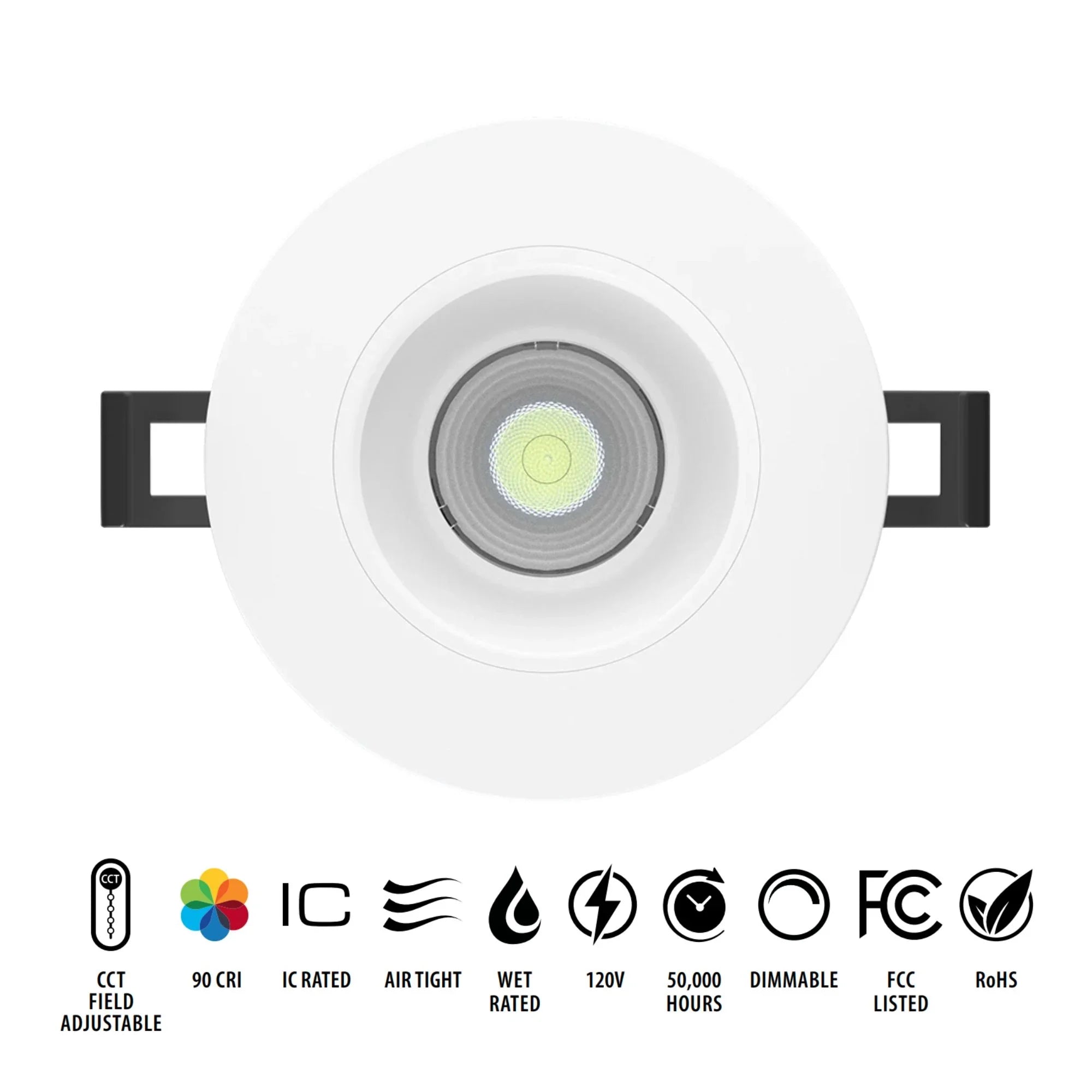 3" Canless LED Recessed Light, 650 Lumens, 5-CCT, Round Smooth Trim - Bees Lighting
