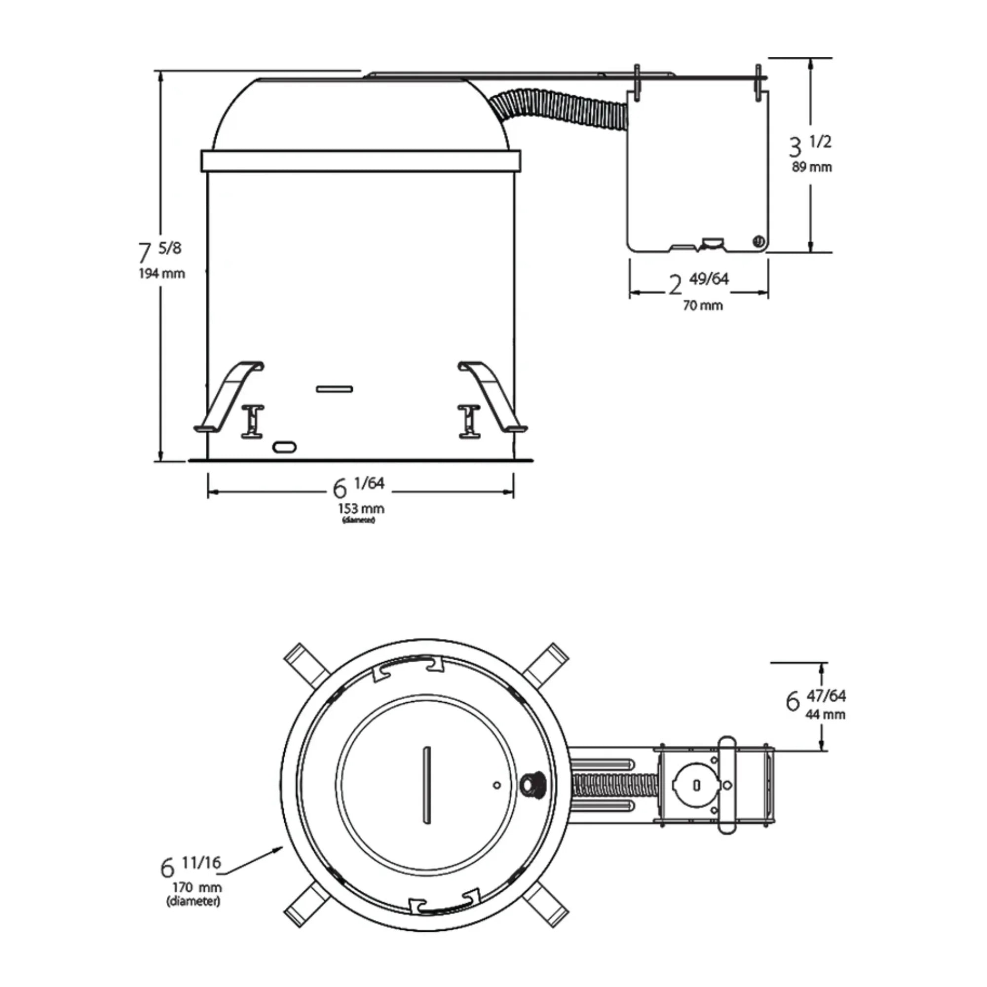 6" Remodeler Recessed Housing, IC Rated - Bees Lighting