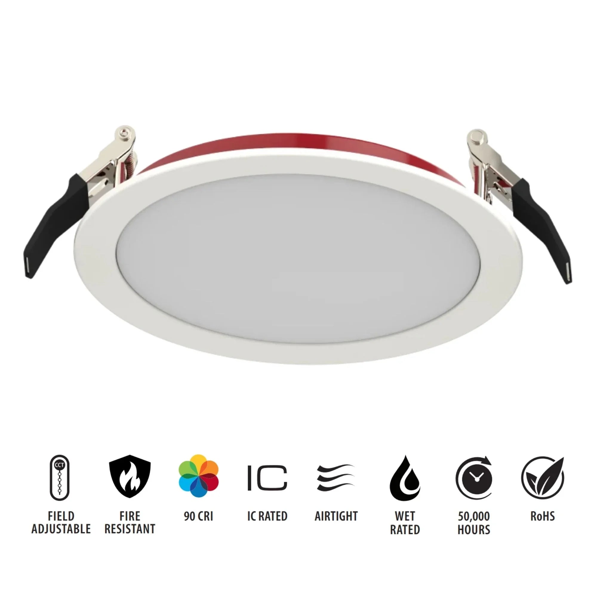 6" Fire Rated Wafer LED Recessed Light, 1400 Lm, 5-CCT, Smooth Trim - Bees Lighting