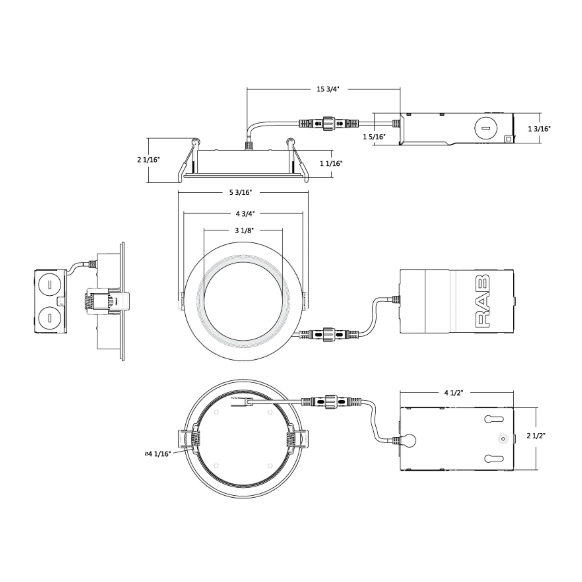 4" Back-Lit Wafer Downlight, 650 Lm, CCT-Selectable, White Baffle Trim