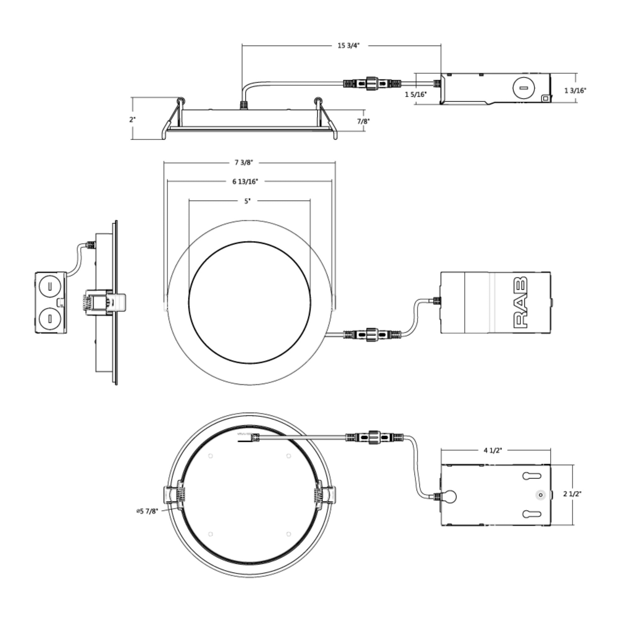 6" Back-Lit Wafer Downlight, 1000 Lm, CCT-Selectable, White Smooth Trim