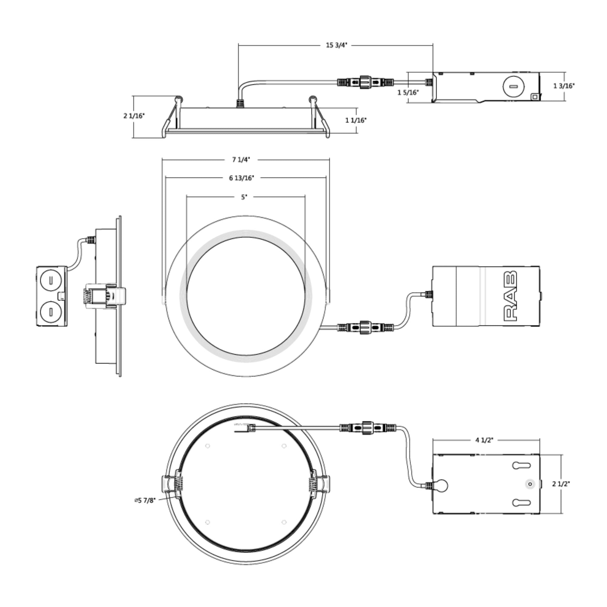 6" Back-Lit Wafer Downlight, 1000 Lm, CCT-Selectable, White Baffle Trim