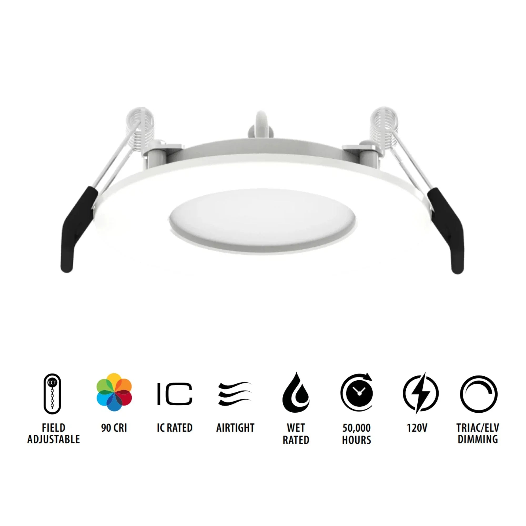 3" Wafer LED Downlight, 500 Lm, 5-CCT, White Smooth Trim - Bees Lighting