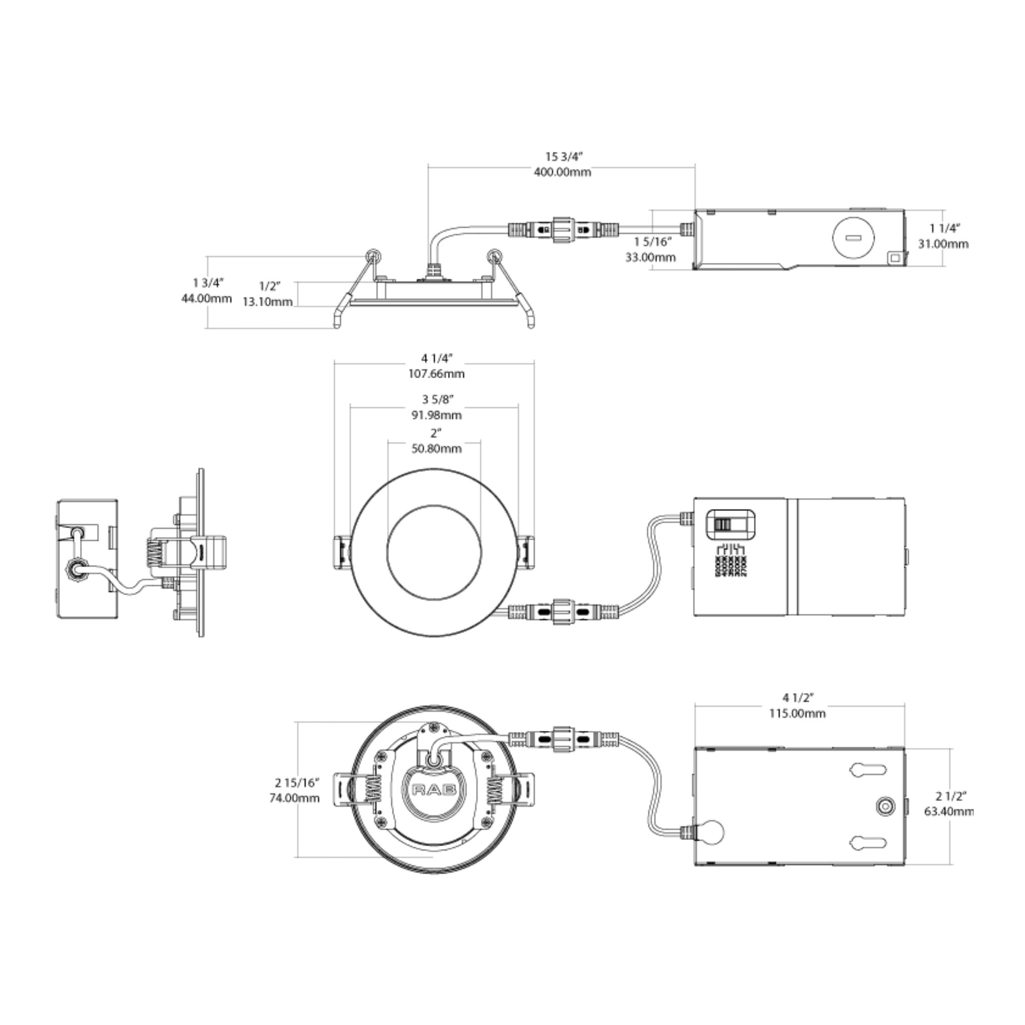 3" Wafer LED Downlight, 500 Lm, 5-CCT, White Smooth Trim