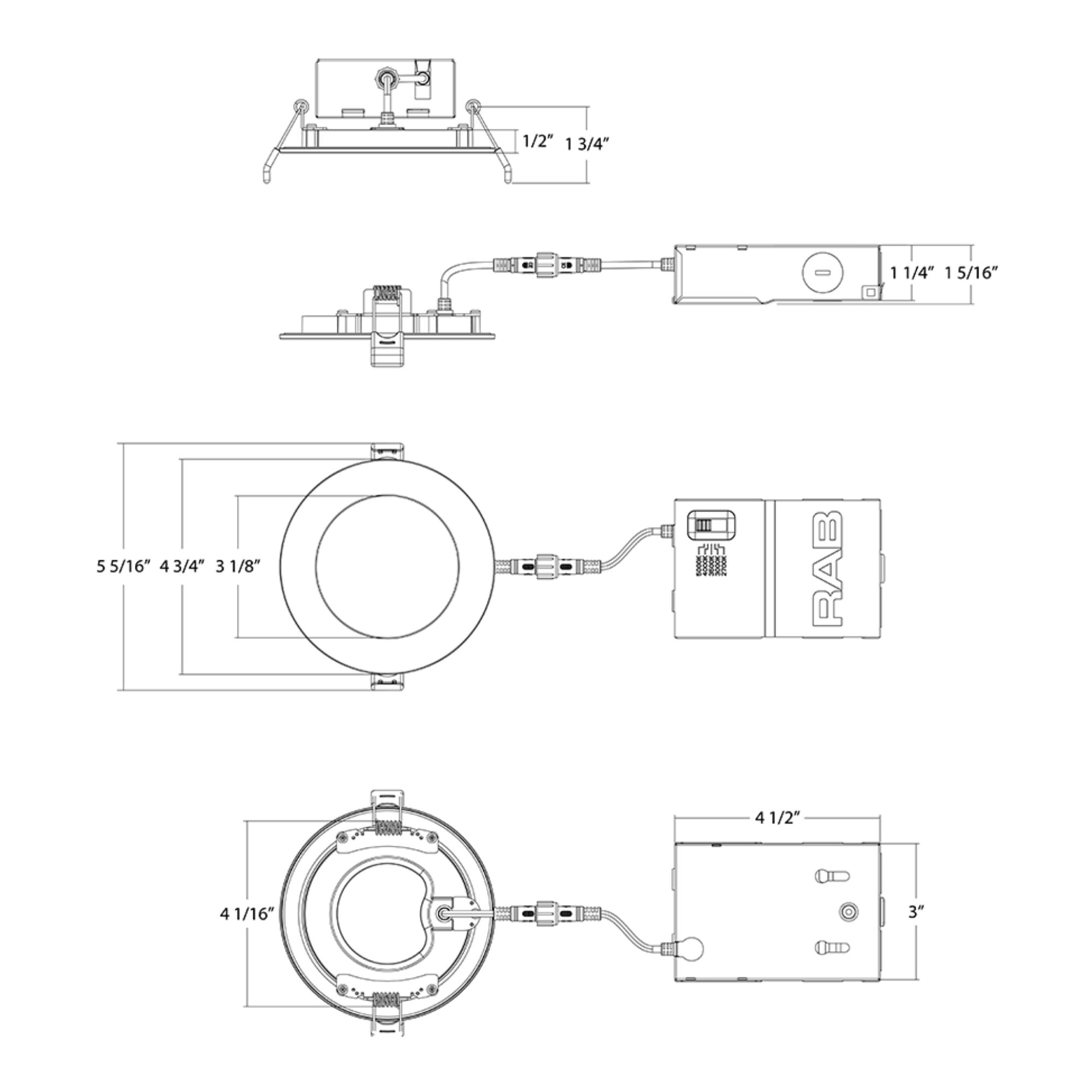 4" Wafer LED Downlight, 800 Lm, 5-CCT, Black Smooth Trim