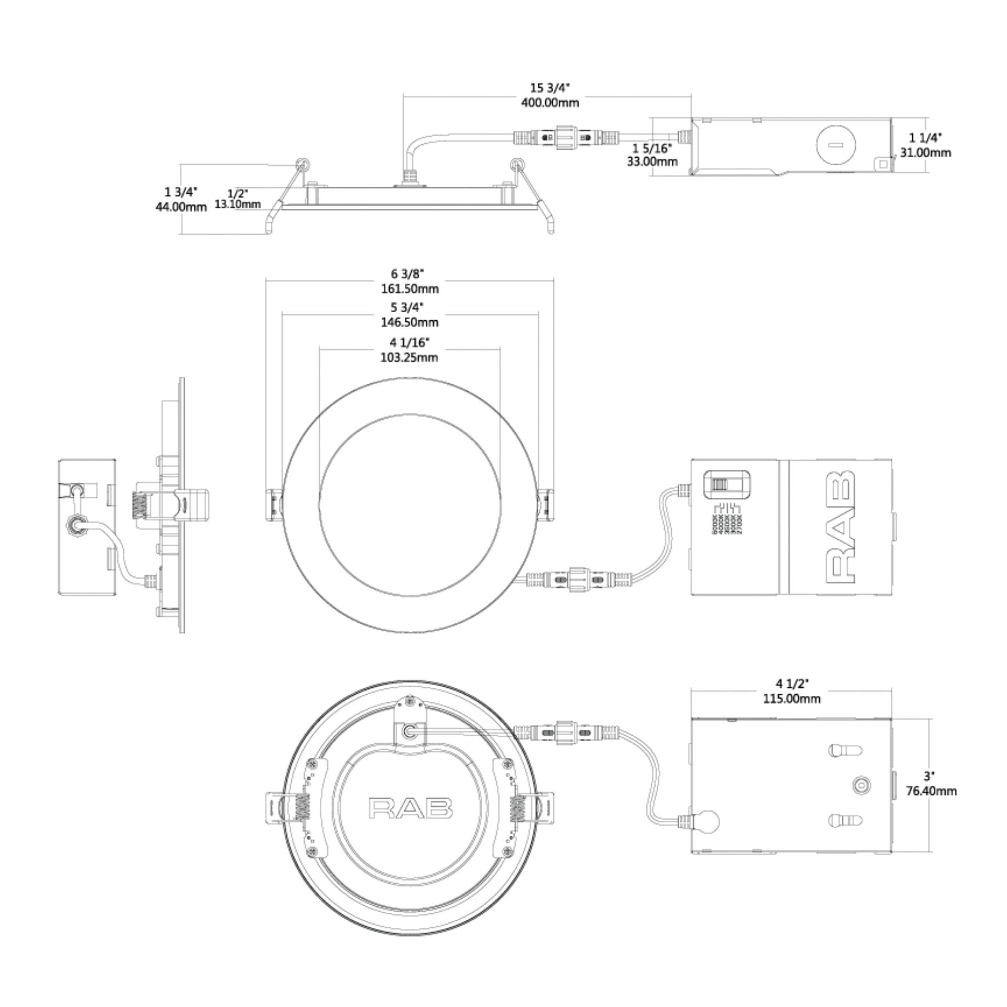 5" Wafer LED Downlight, 1100 Lm, 5-CCT, White Smooth Trim