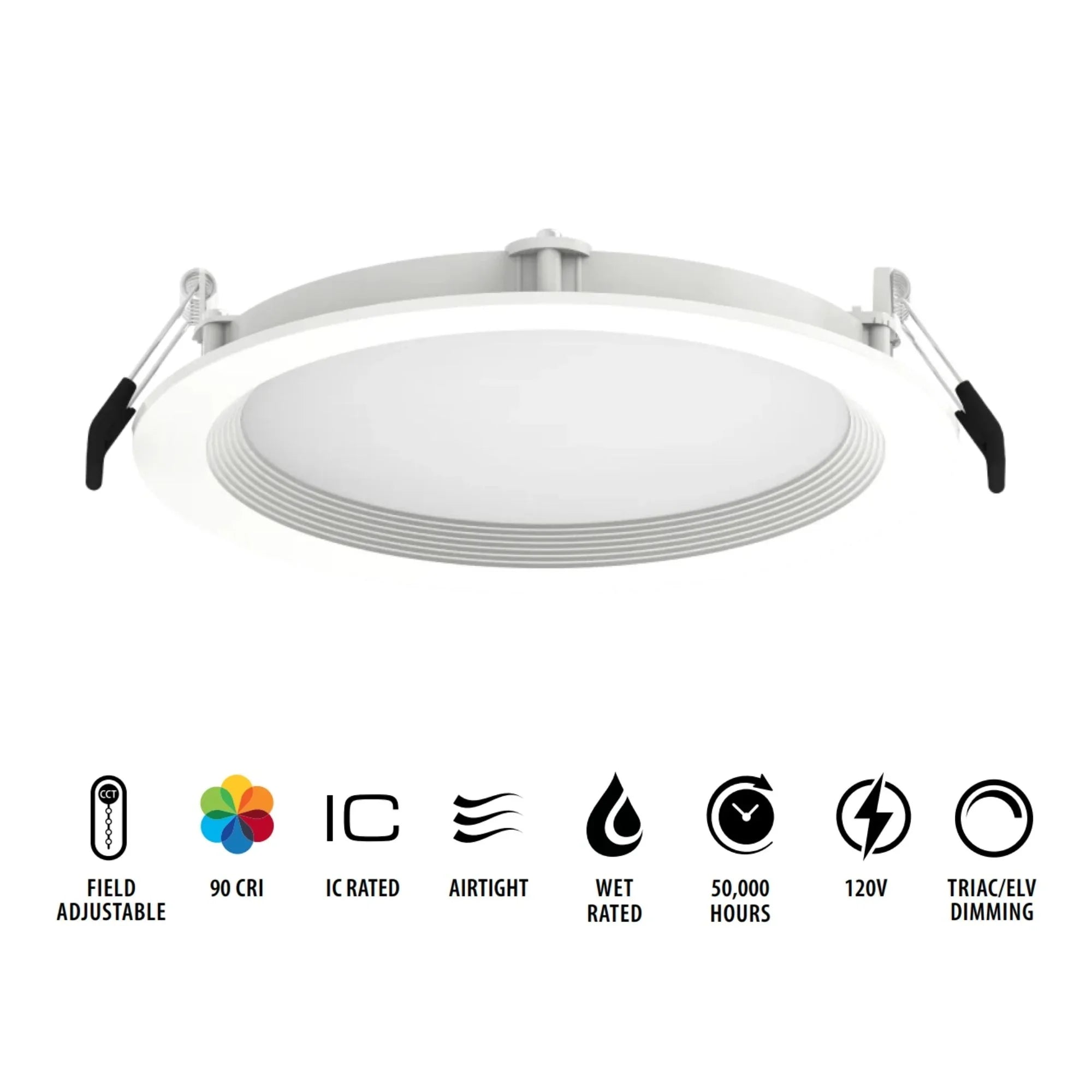 6" Wafer LED Downlight, 1100 Lm, 5-CCT, White Smooth Trim - Bees Lighting