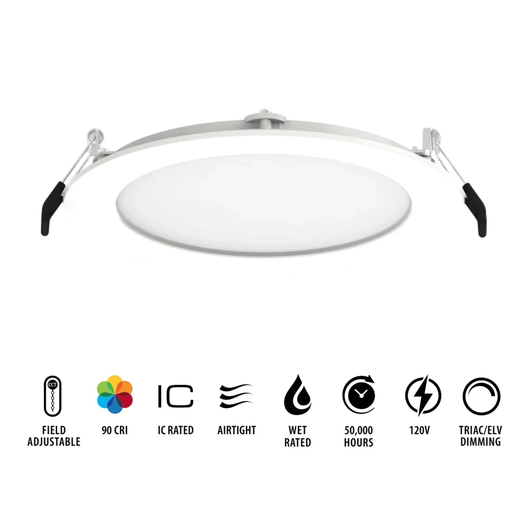 6" Wafer LED Downlight, 1100 Lm, 5-CCT, White Baffle Trim - Bees Lighting