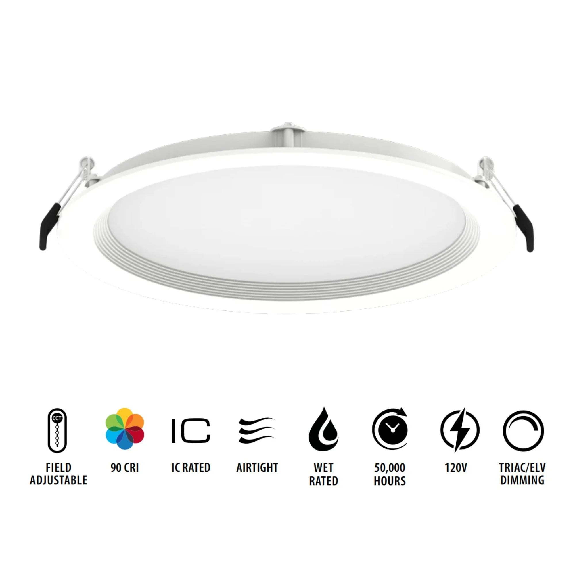 8" Wafer LED Downlight, 2100 Lm, 5-CCT, White Baffle Trim - Bees Lighting