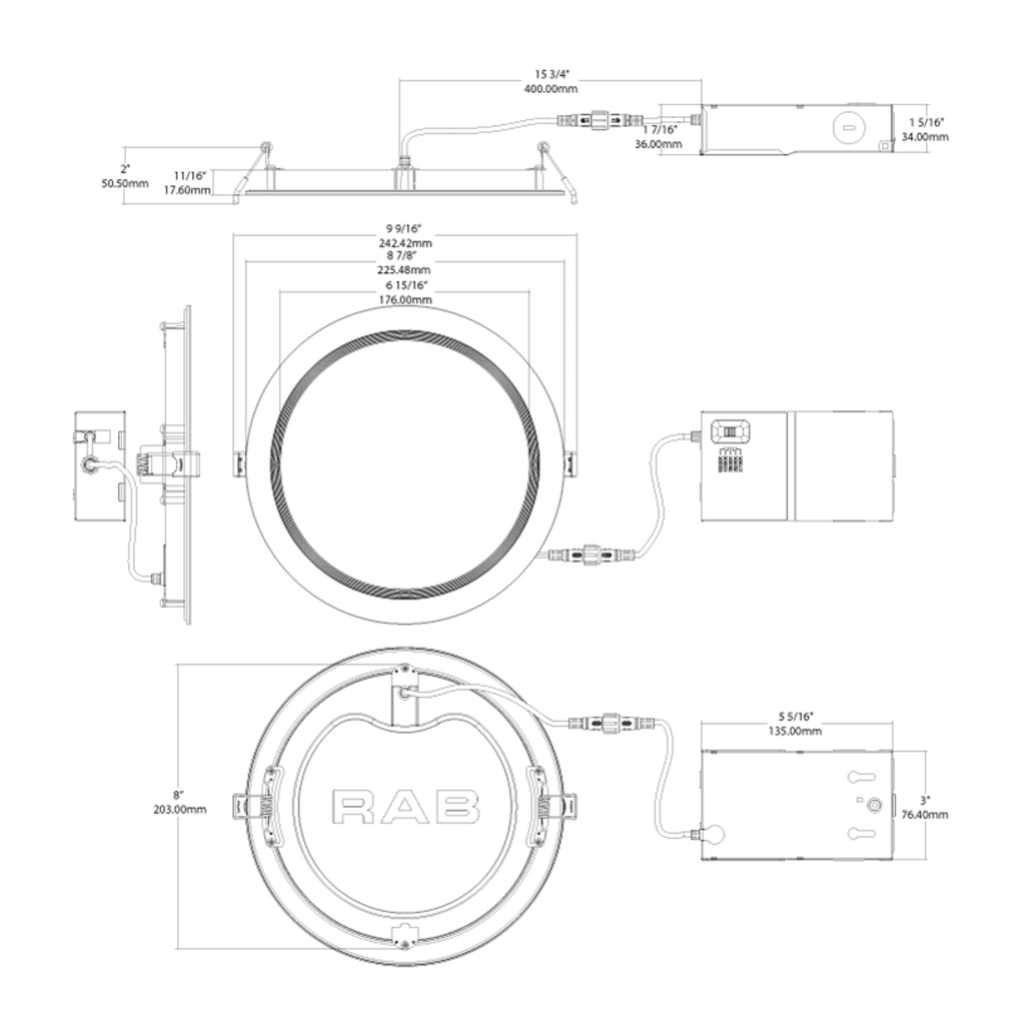 8" Wafer LED Downlight, 2100 Lm, 5-CCT, White Baffle Trim