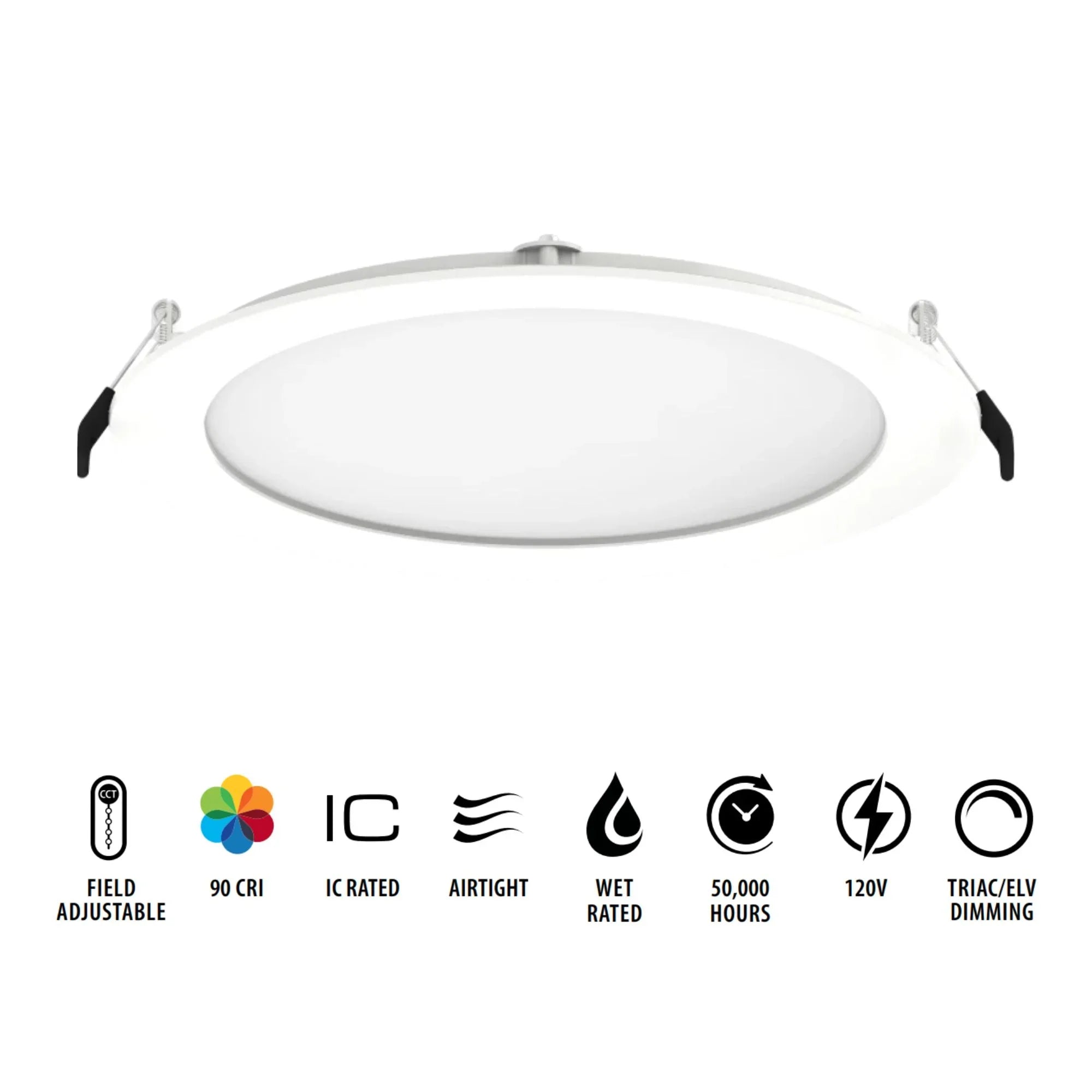 8" Wafer LED Downlight, 2100 Lm, 5-CCT, White Smooth Trim - Bees Lighting