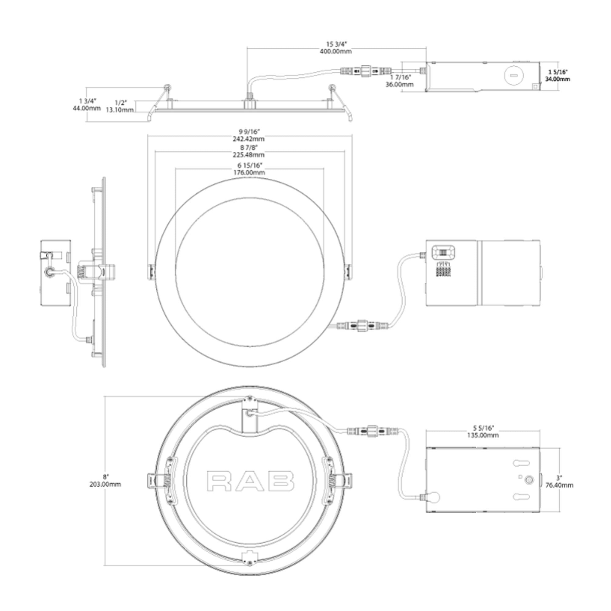 8" Wafer LED Downlight, 2100 Lm, 5-CCT, White Smooth Trim