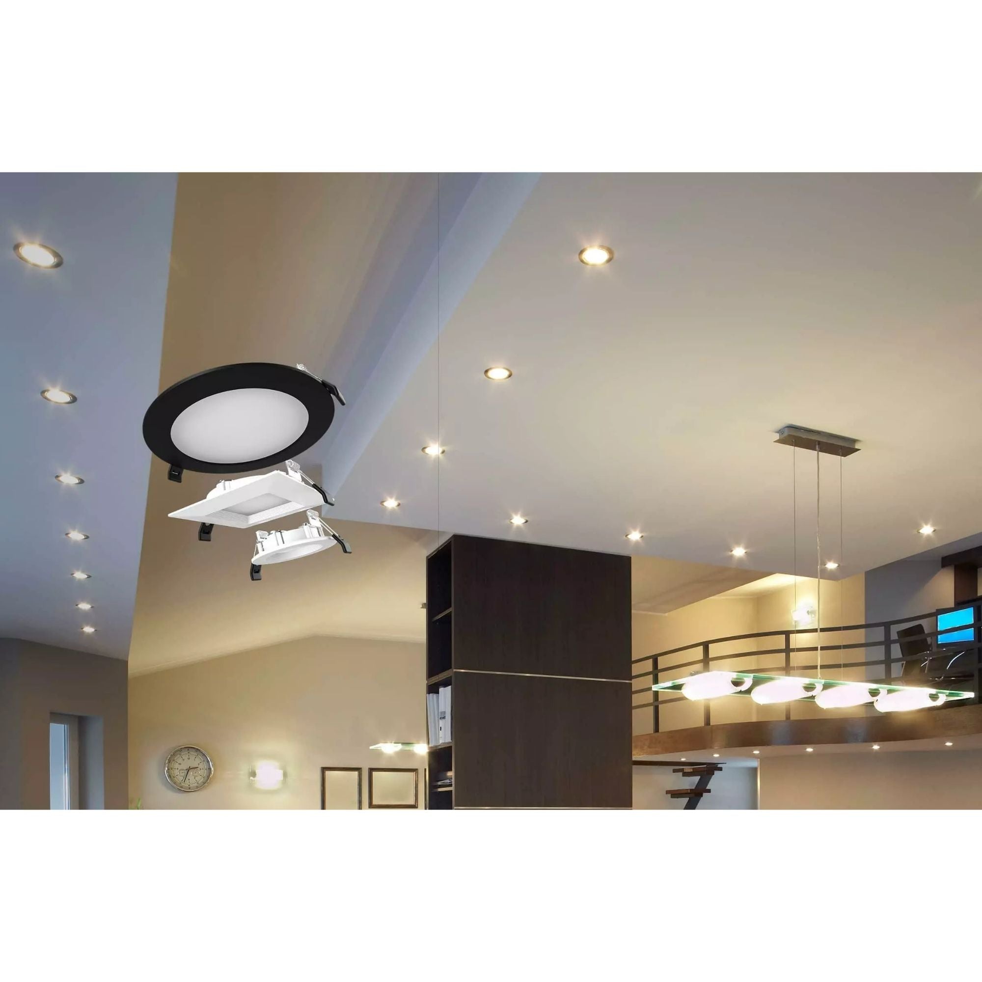 8" Wafer LED Downlight, 2100 Lm, 5-CCT, White Smooth Trim