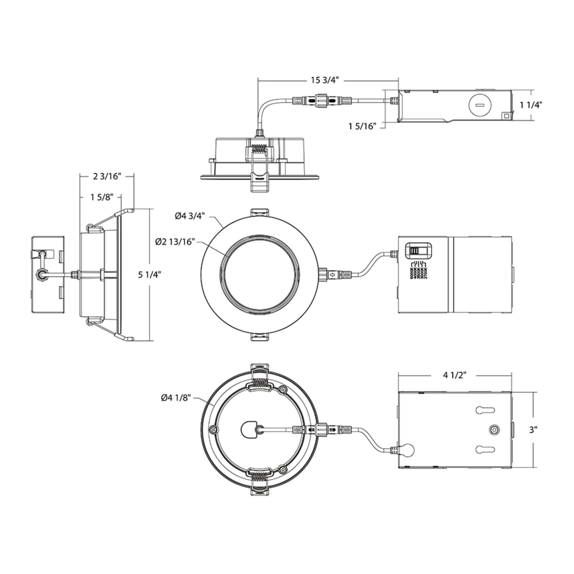 4" Back-Lit Wafer Gimbal Downlight, 700 Lumens, 5-CCT, White Trim