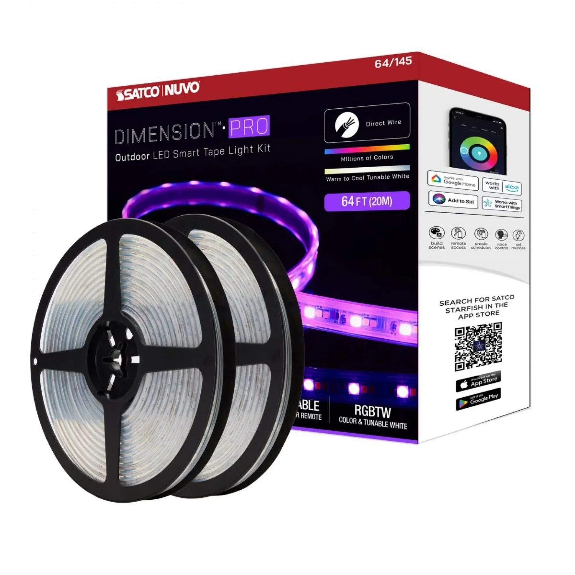 NUVO 64-145 64 ft. LED Tape Light | RGB & Tunable White – Bees