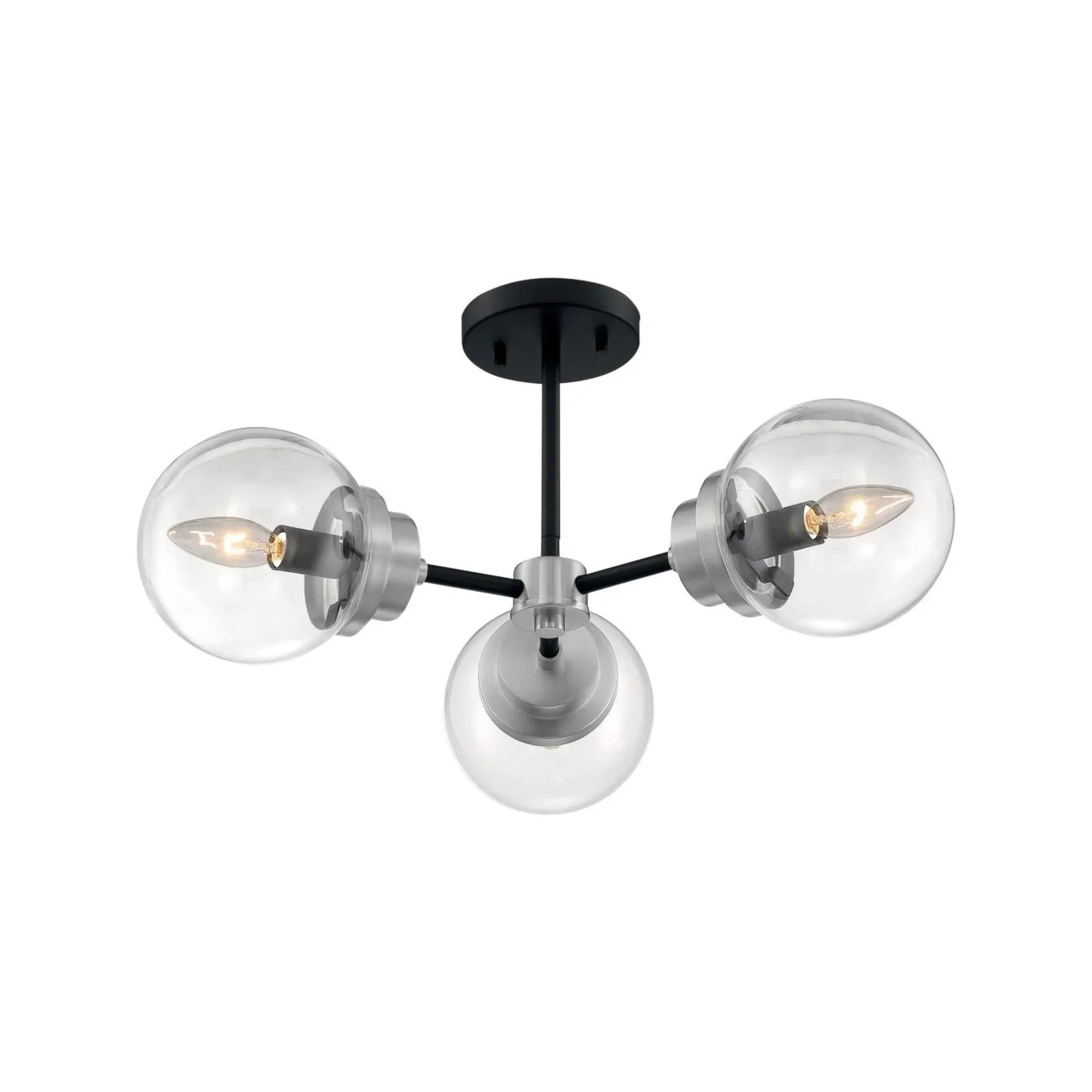 Axis 23" 3 Lights Semi Flush Mount, Black & Nickel Finish