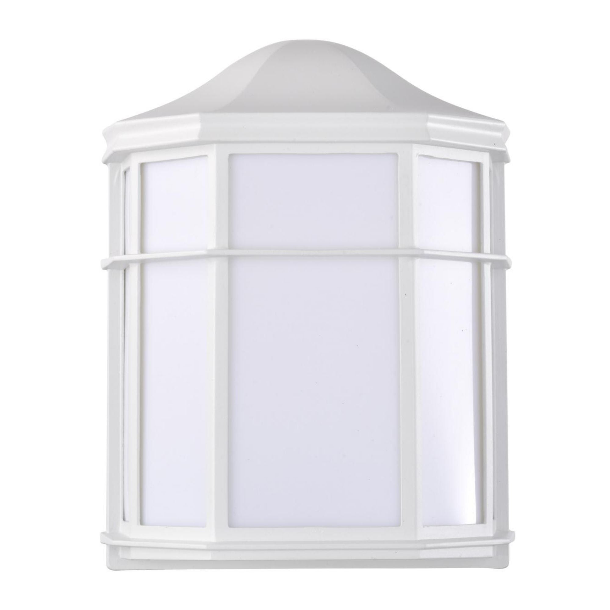 10" LED Cage Wall Lantern, White Linen Acrylic - Bees Lighting