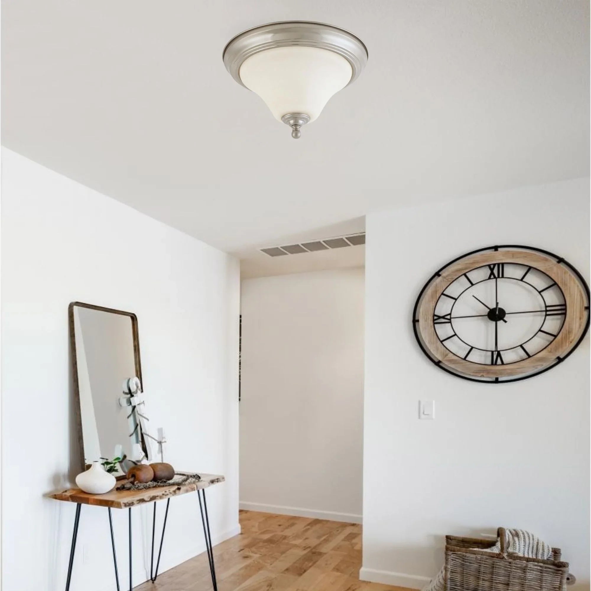 Dupont 15" 2-Light Flush Mount, Brushed Nickel Finish