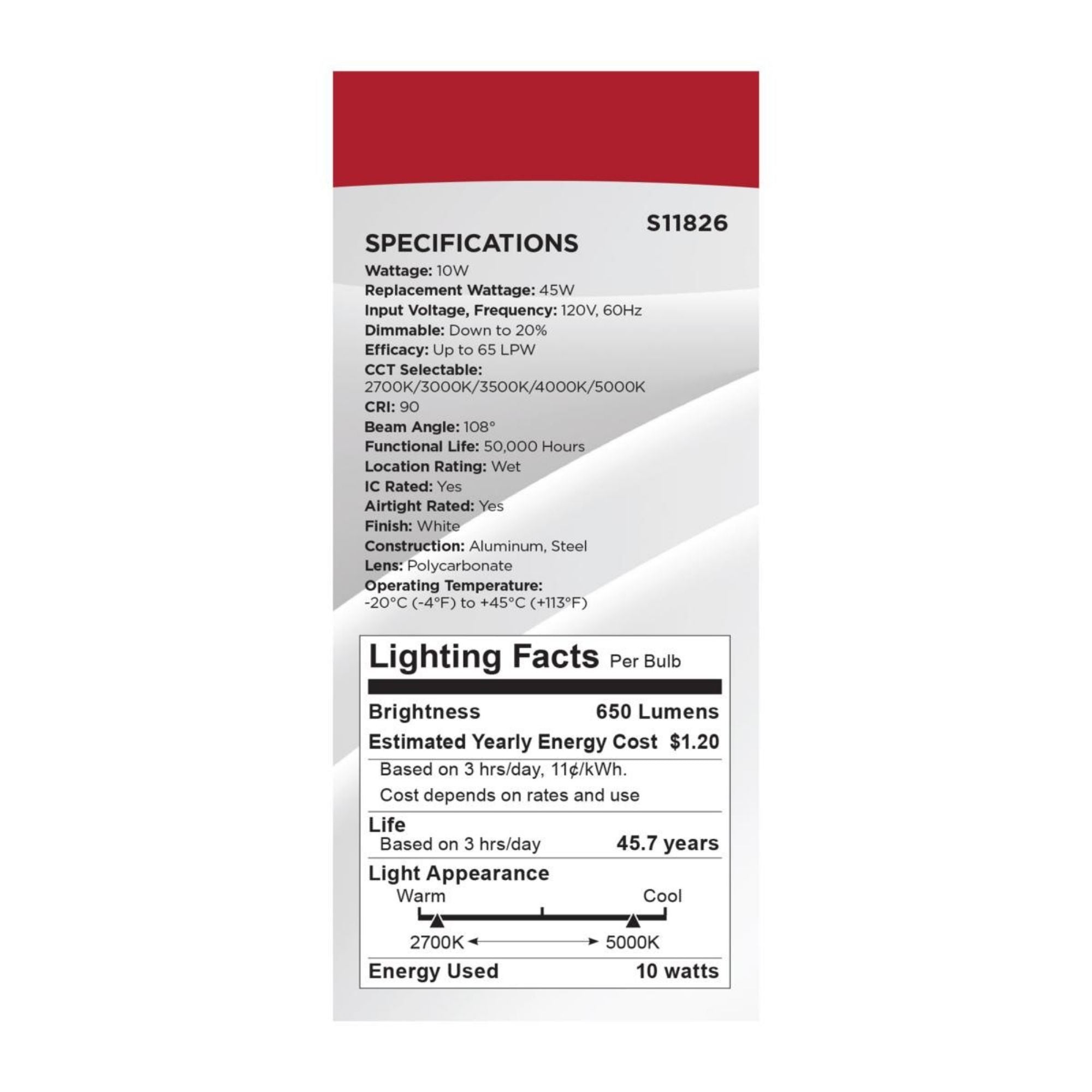 Edge-Lit 4" Round Canless LED Recessed Light, 10W, 650 Lm, 5-CCT