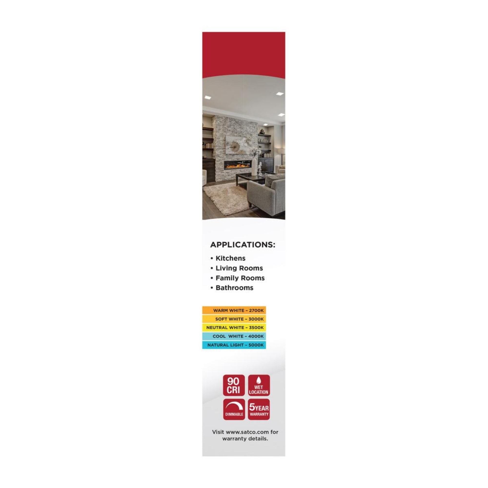 Edge-Lit 8" Square Canless LED Recessed Light, 24W, 1650 Lm, 5-CCT