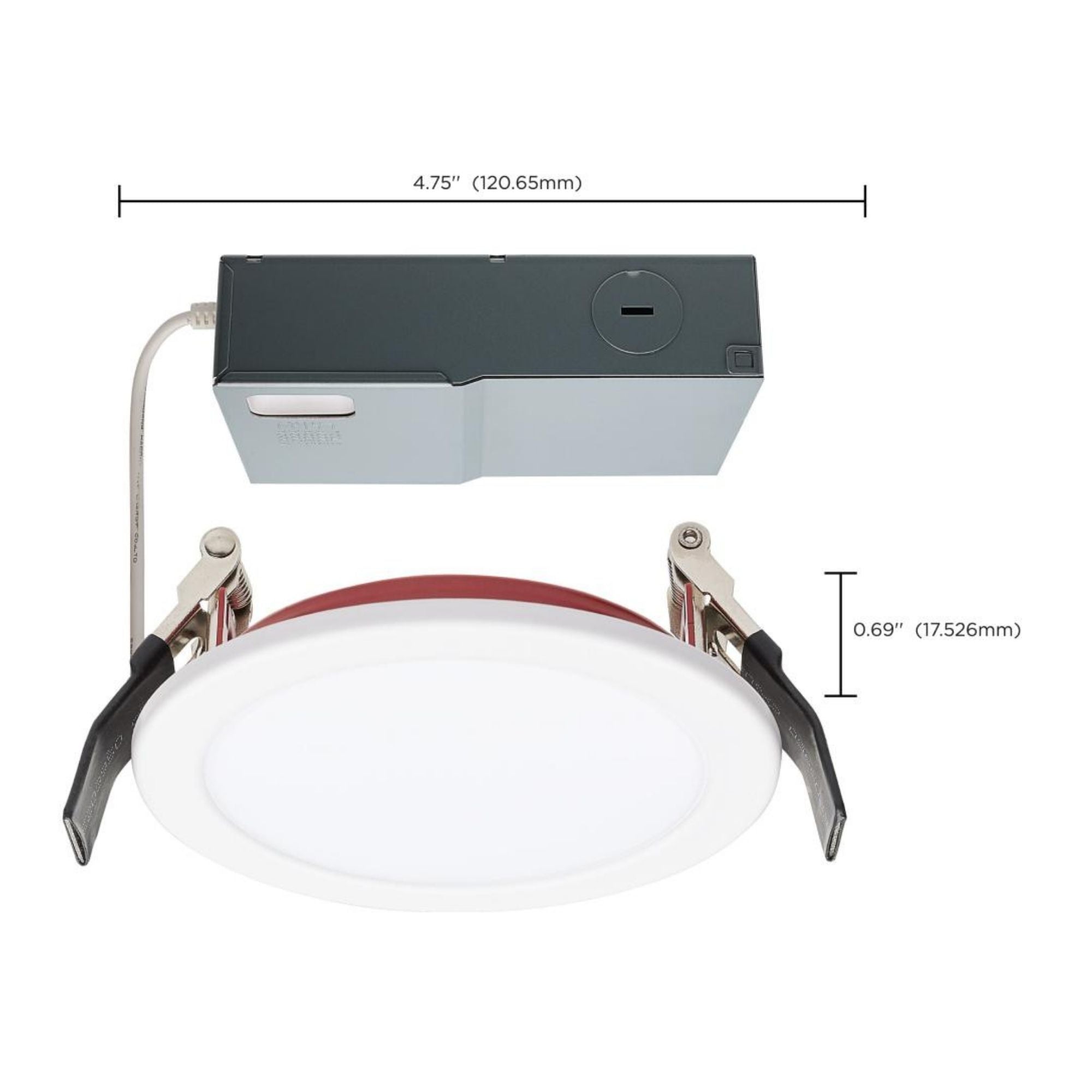 Fire Rated 4" Canless LED Recessed Light, 800 Lm, 5-CCT, Baffle Trim